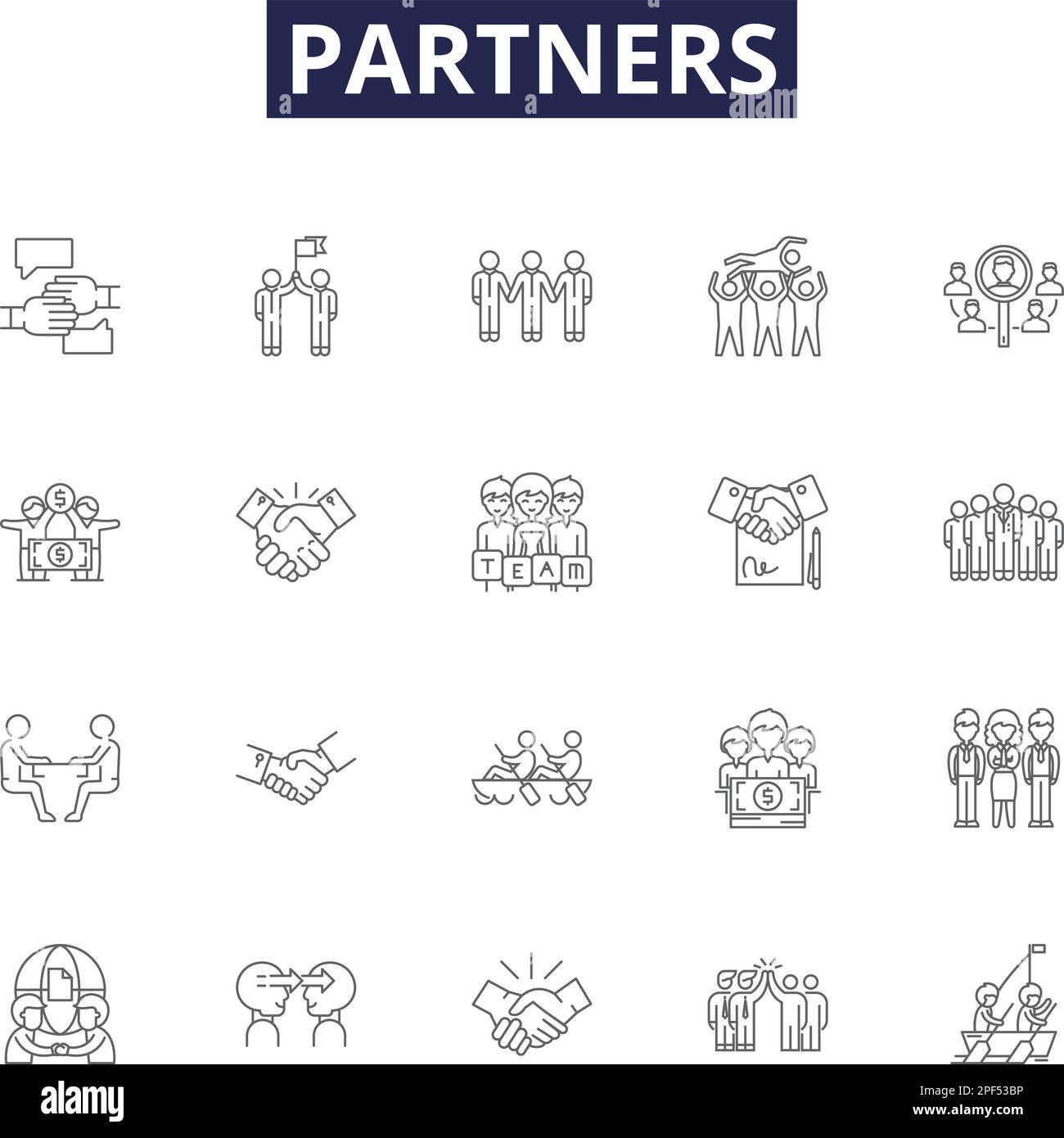 Partners line vector icons and signs. Consorts, Associates, Colleagues