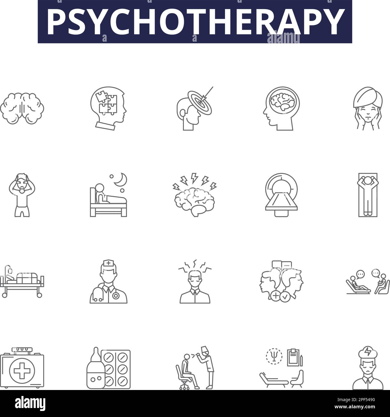 Psychotherapy line vector icons and signs. therapy, psychology, help