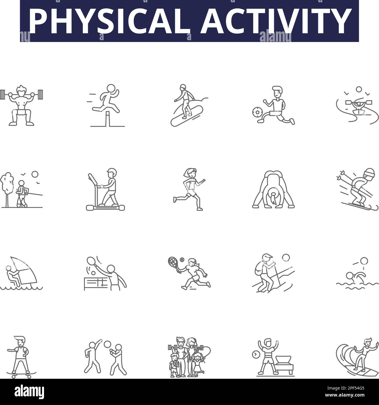 Physical activity line vector icons and signs. Fitness, Sports