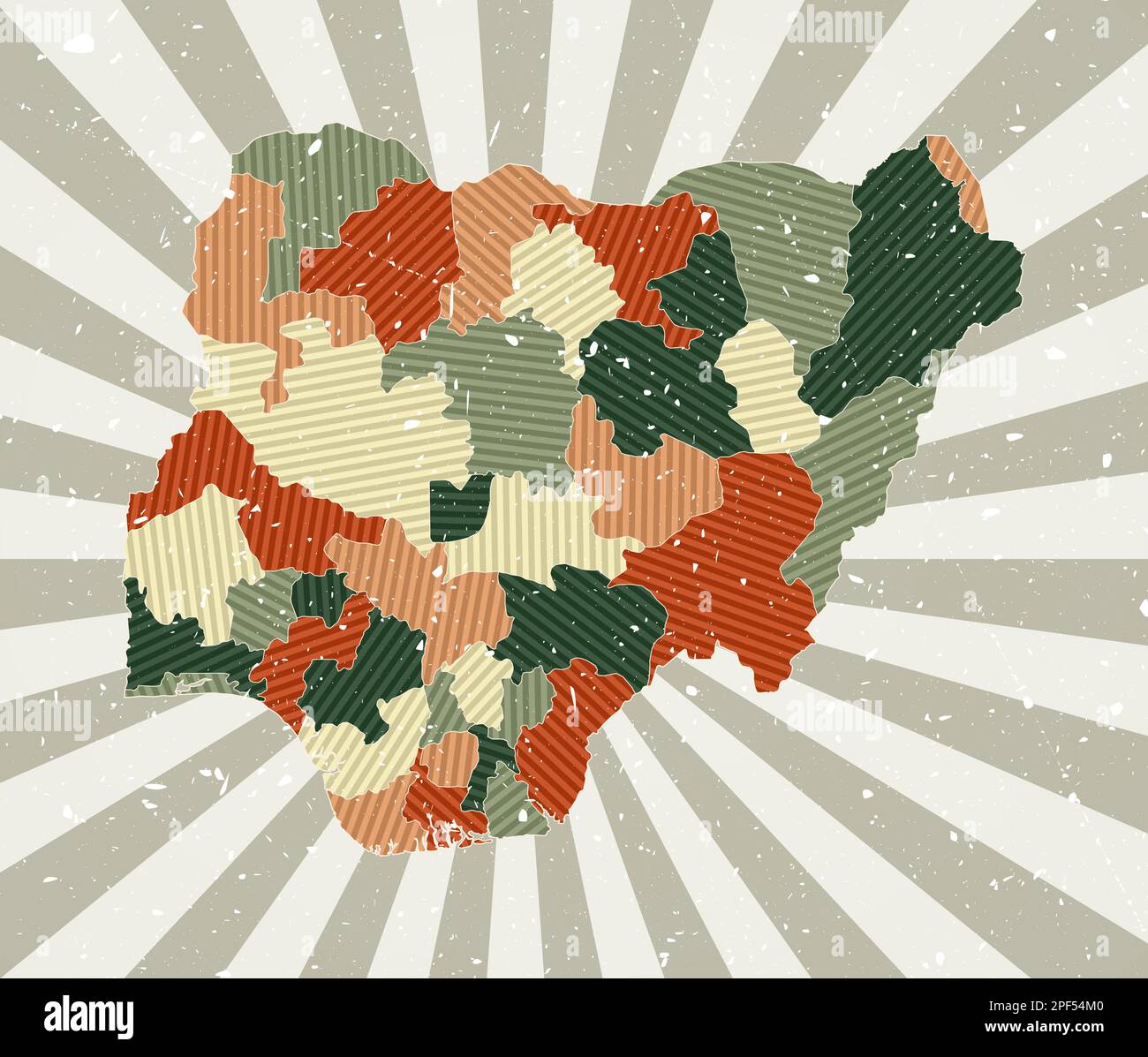 Nigeria vintage map. Grunge poster with map of the country in retro
