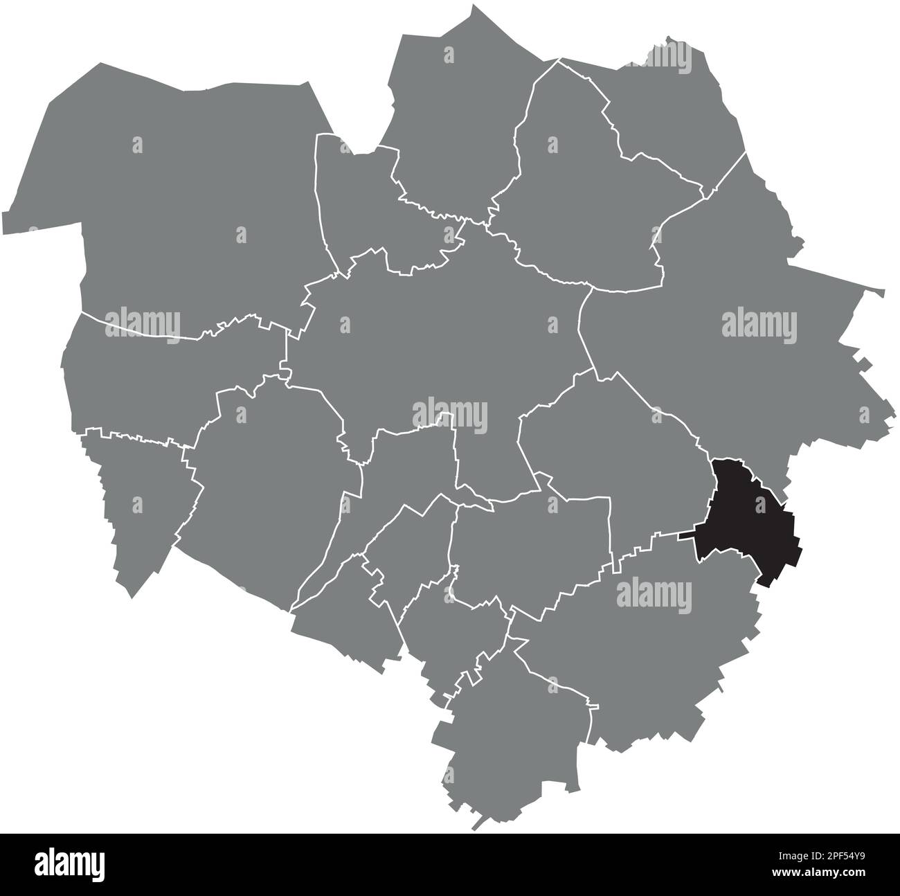 Locator map of the VILLERSSAINTGHISLAIN DISTRICT, MONS Stock Vector
