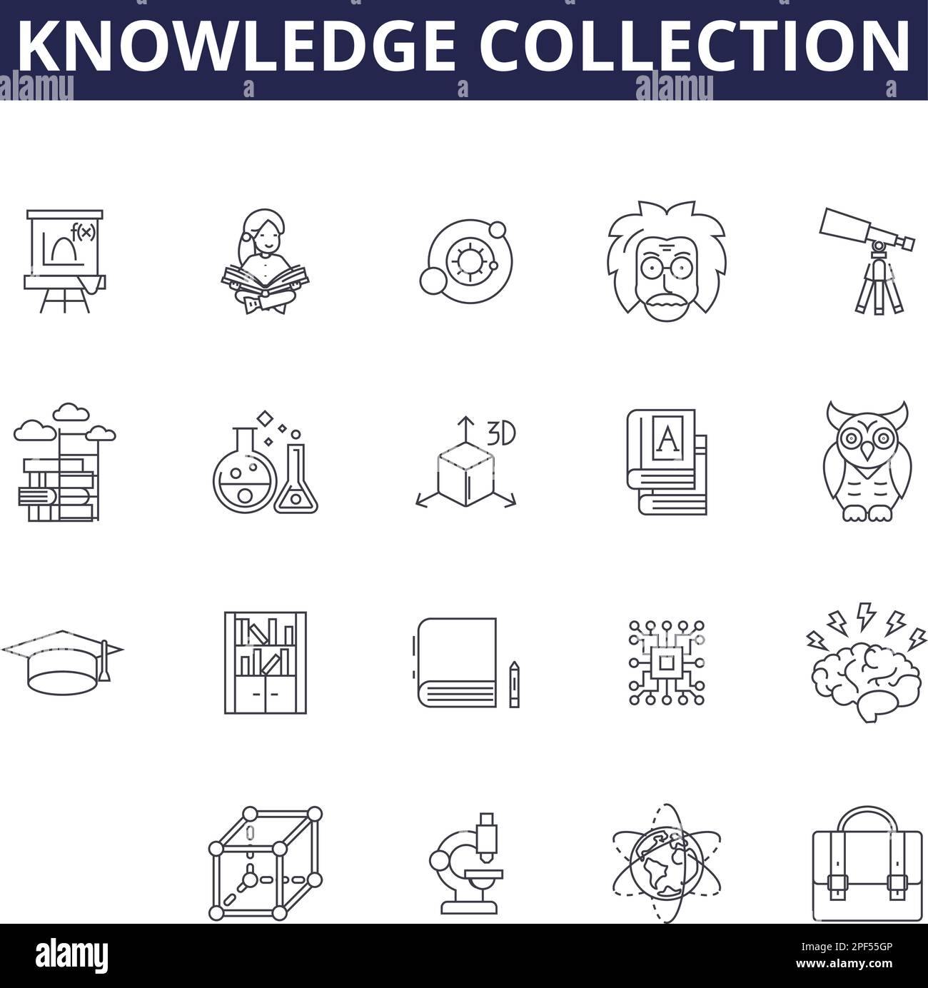 Knowledge collection line vector icons and signs. Learning ...