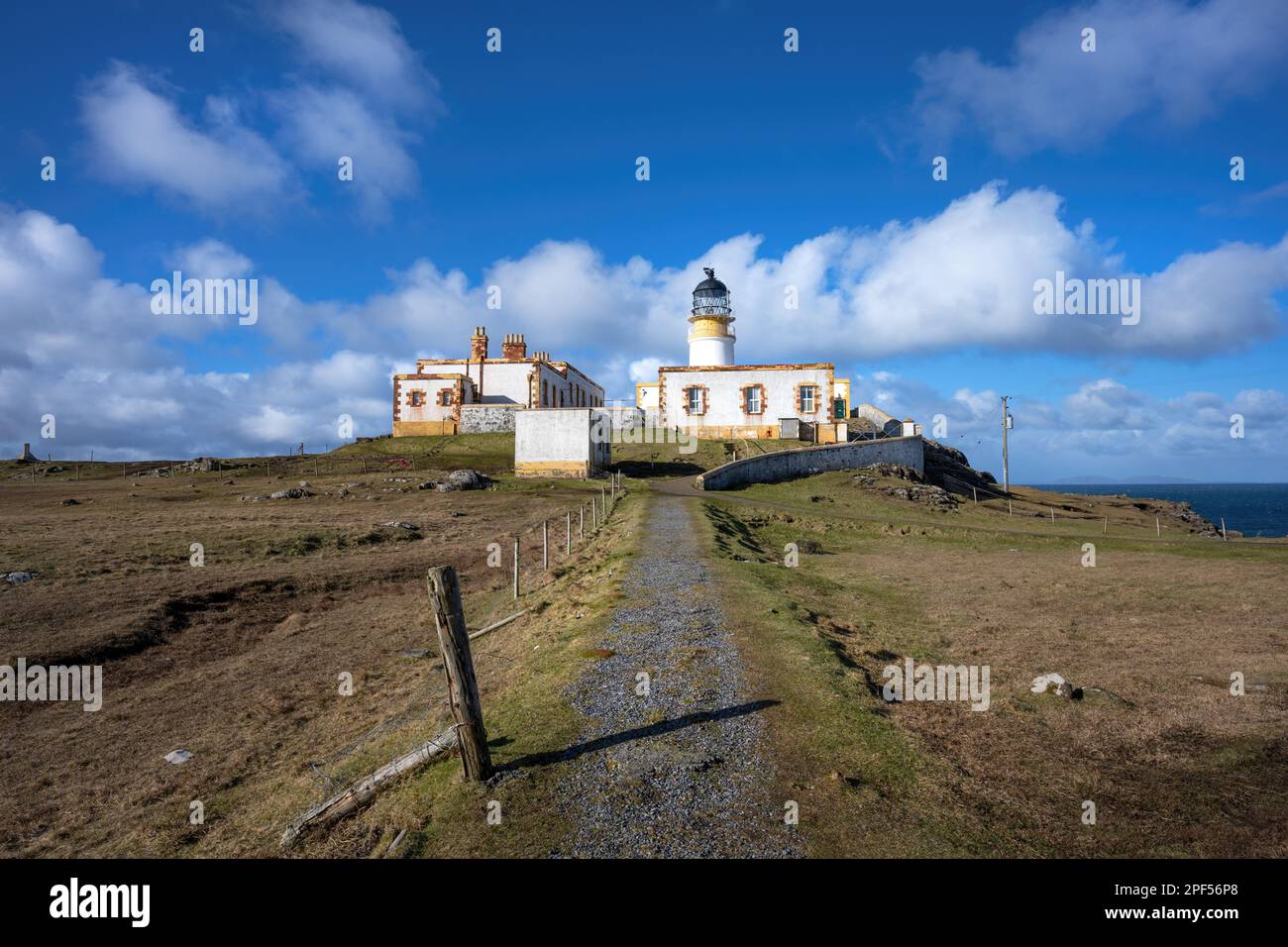 Neist Point is a viewpoint on the most westerly point of Skye. Neist Point Lighthouse has been located there since 1909. Stock Photo