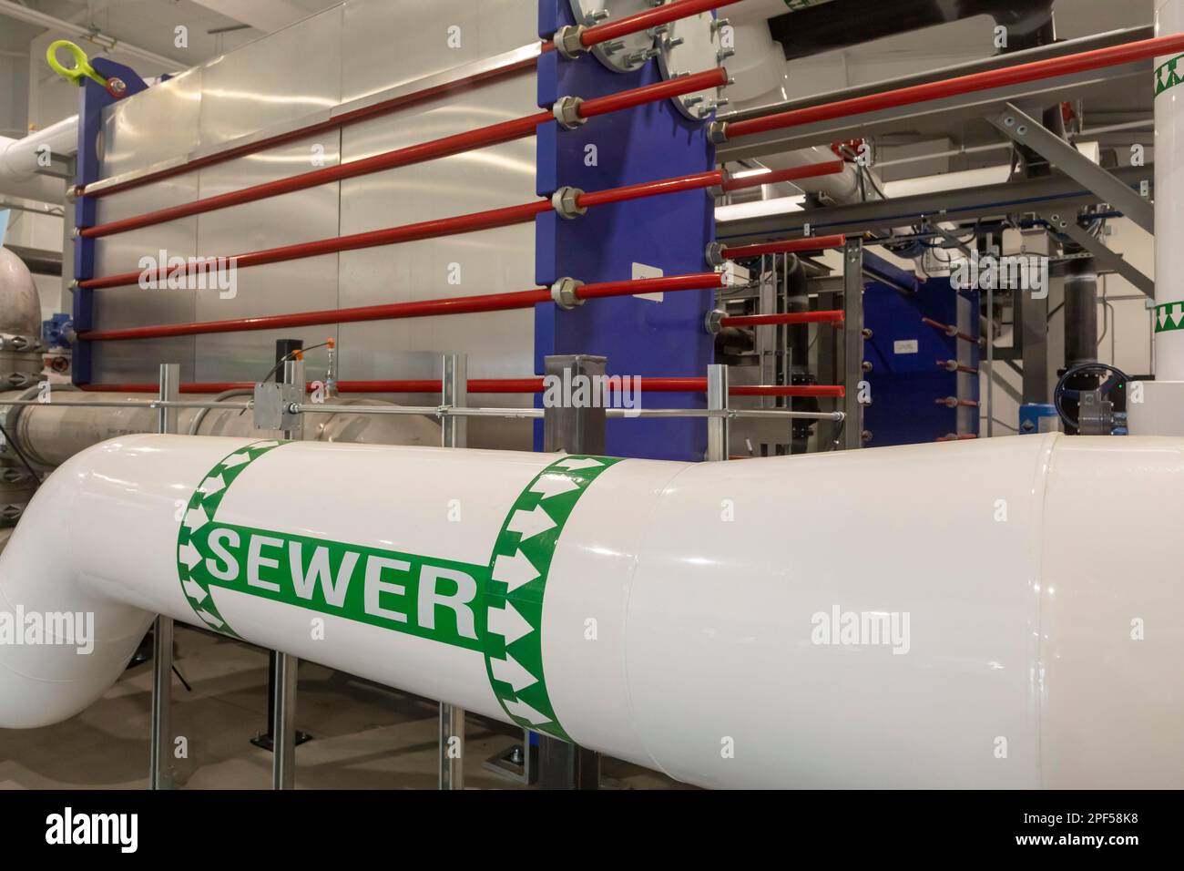 Denver, Colorado, Raw sewage is used to heat and cool buildings at the National Western Center and the Colorado State University Spur campus. The Stock Photo