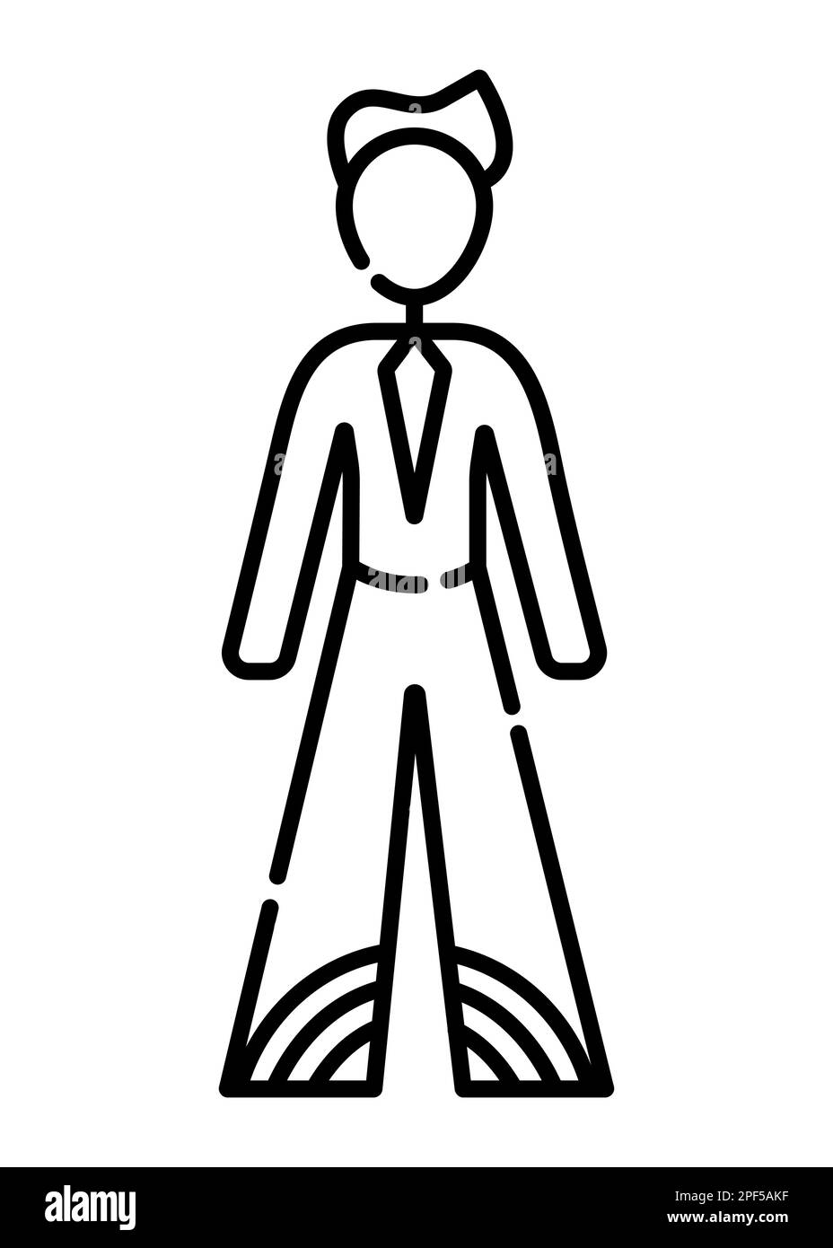 Man in a suit with a tie and a rainbow on his pants, line icon Stock Vector