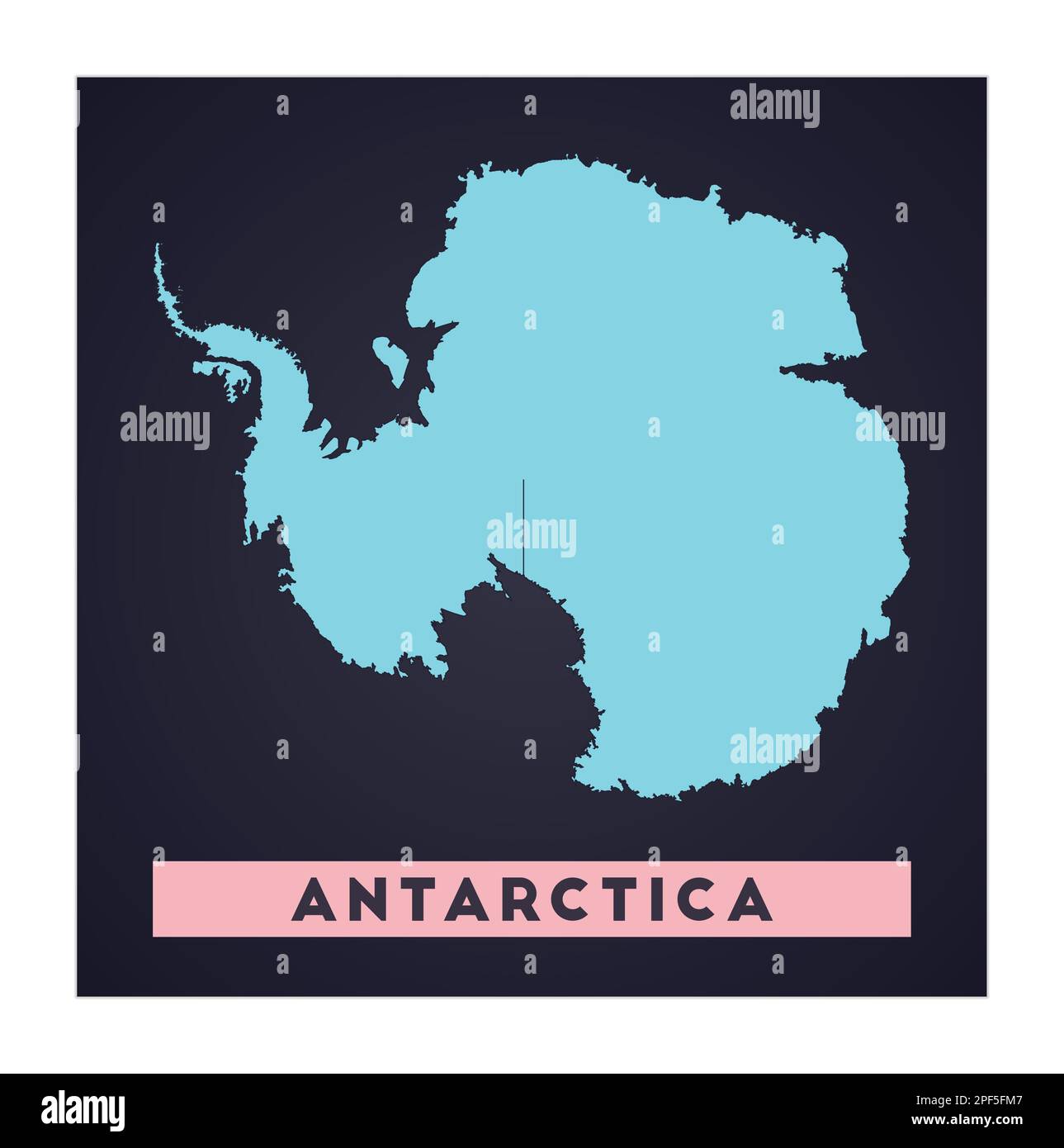 Antarctica map. Country poster with regions. Shape of Antarctica with