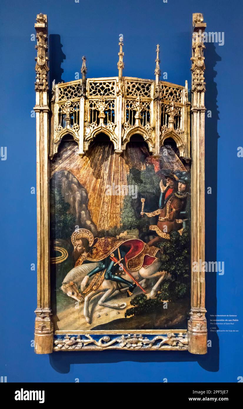 The Conversion of Saint Paul painting by the studio of Bartoleme de Cardenas (called Bermejo) c1450 Stock Photo