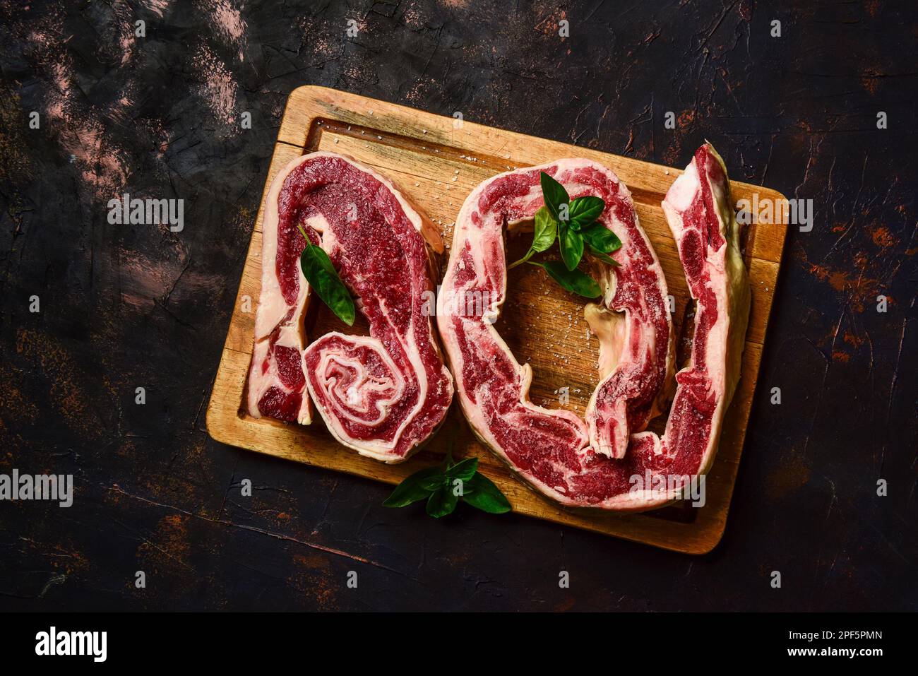 Cow beef ribs Prepared on the table Stock Photo