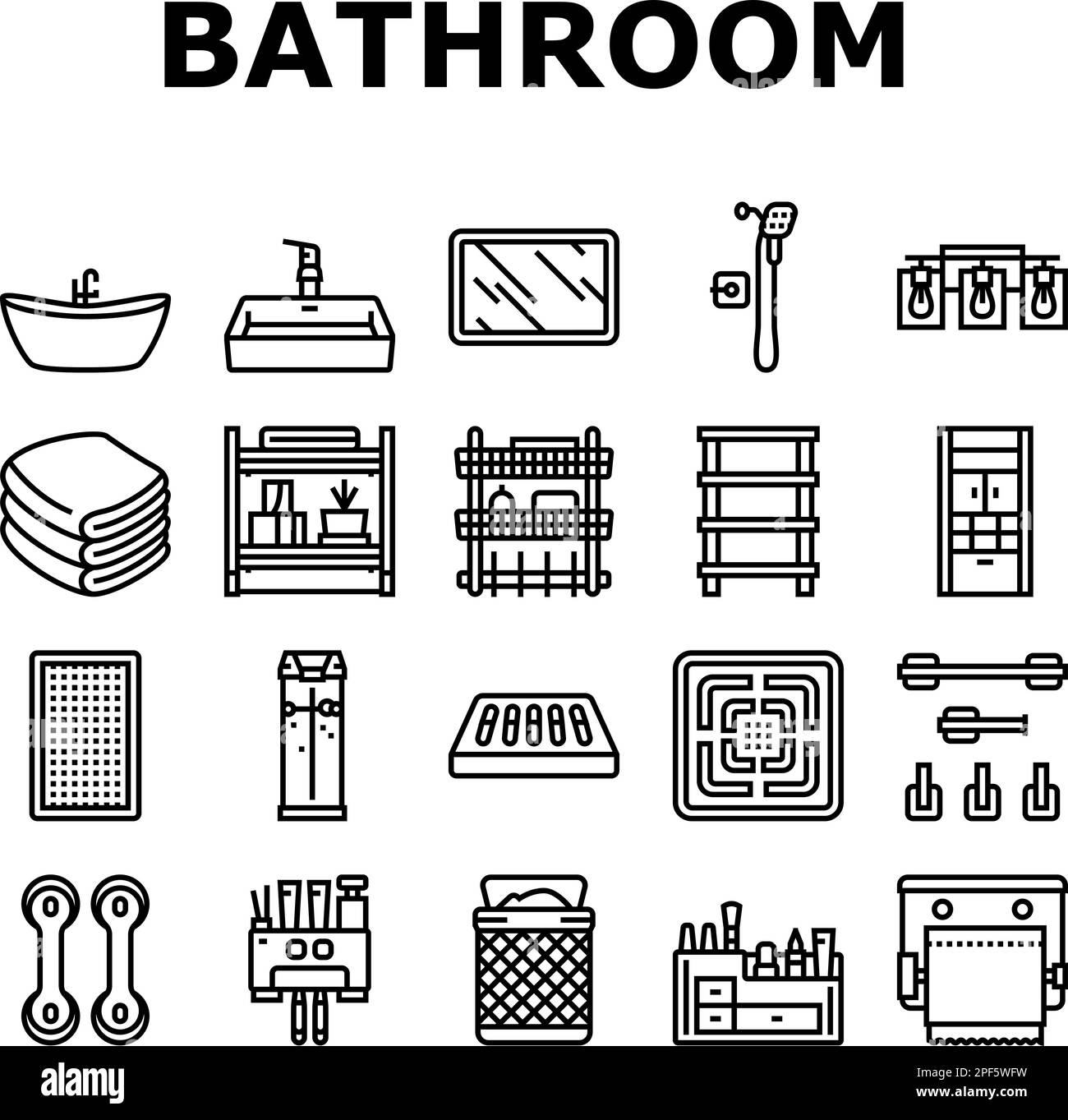 bathroom interior home icons set vector Stock Vector Image & Art - Alamy