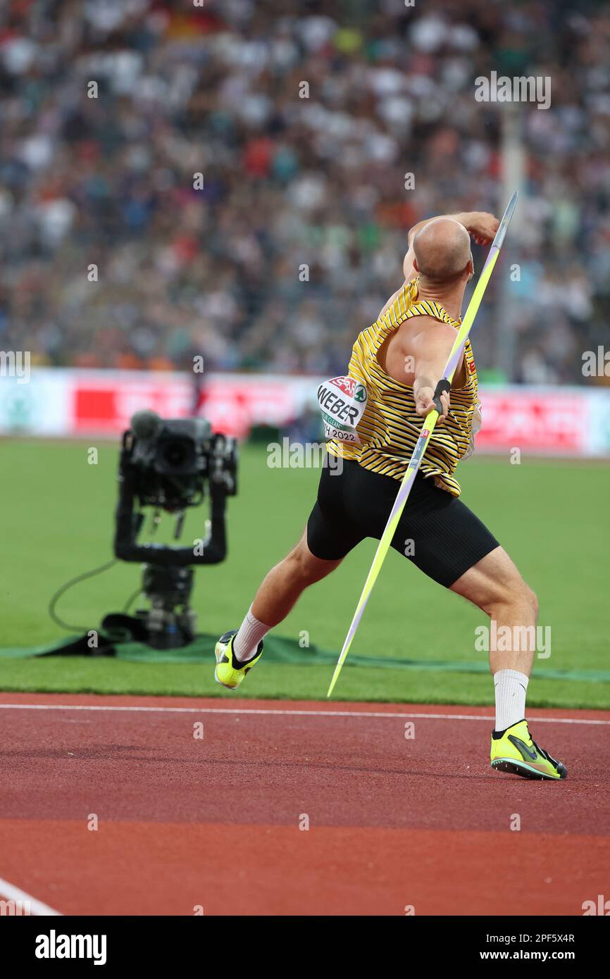 Julian WEBER throwing the Javelin in the Final at the European