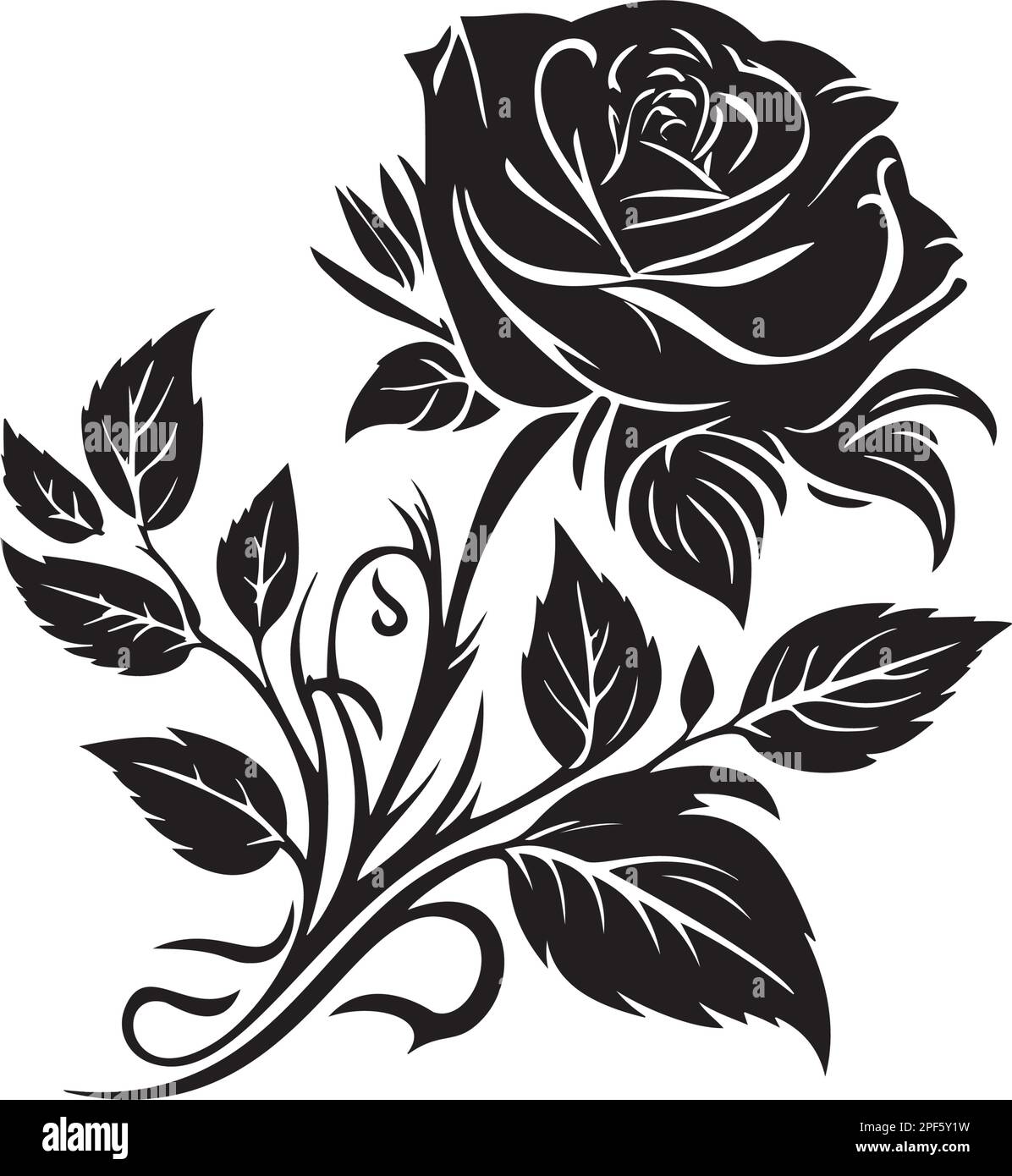Rose silhouette vector logo in black color icon simple shapes ...