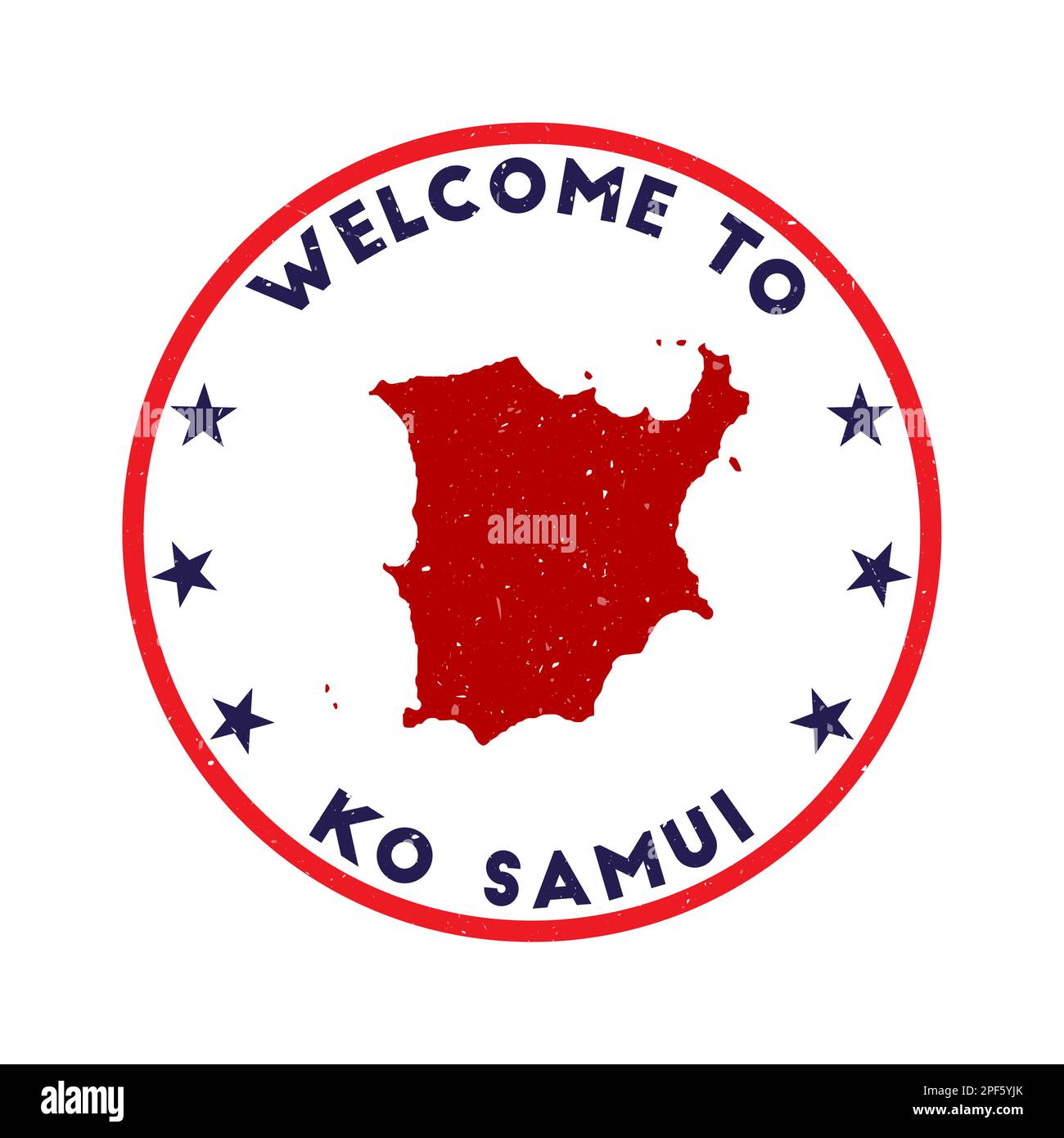 Welcome to Ko Samui stamp. Grunge island round stamp with texture in Azulado color theme. Vintage style geometric Ko Samui seal. Awesome vector illust Stock Vector