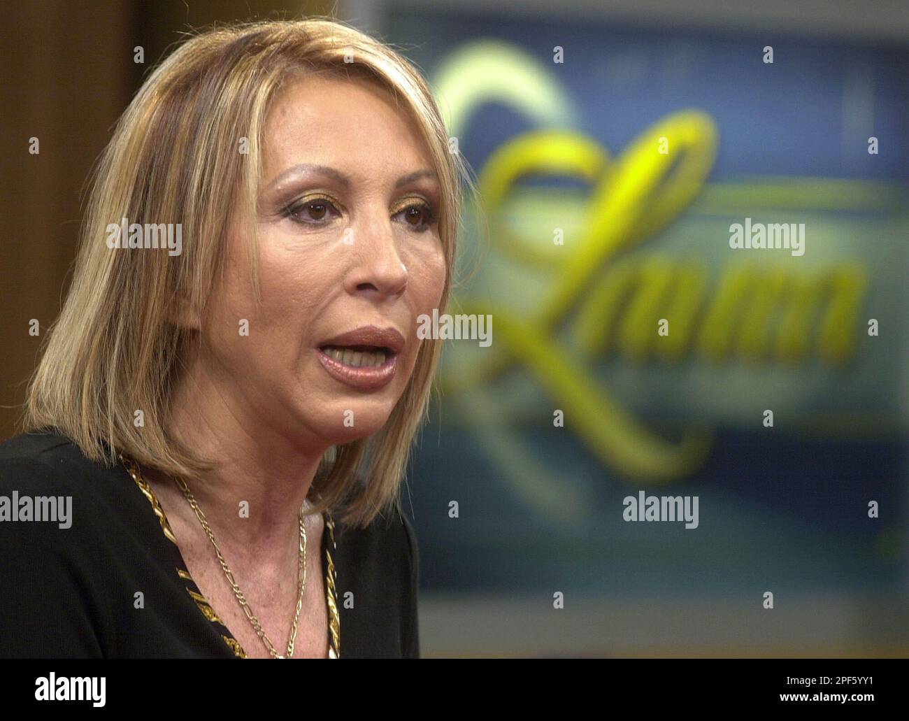 Peruvian television host Laura Bozzo, whose Laura show is a hit on the  No. 2 U.S. Spanish language network Telemundo, talks with reporters in  Lima, Peru on Tuesday, July 22, 2003. Bozzo