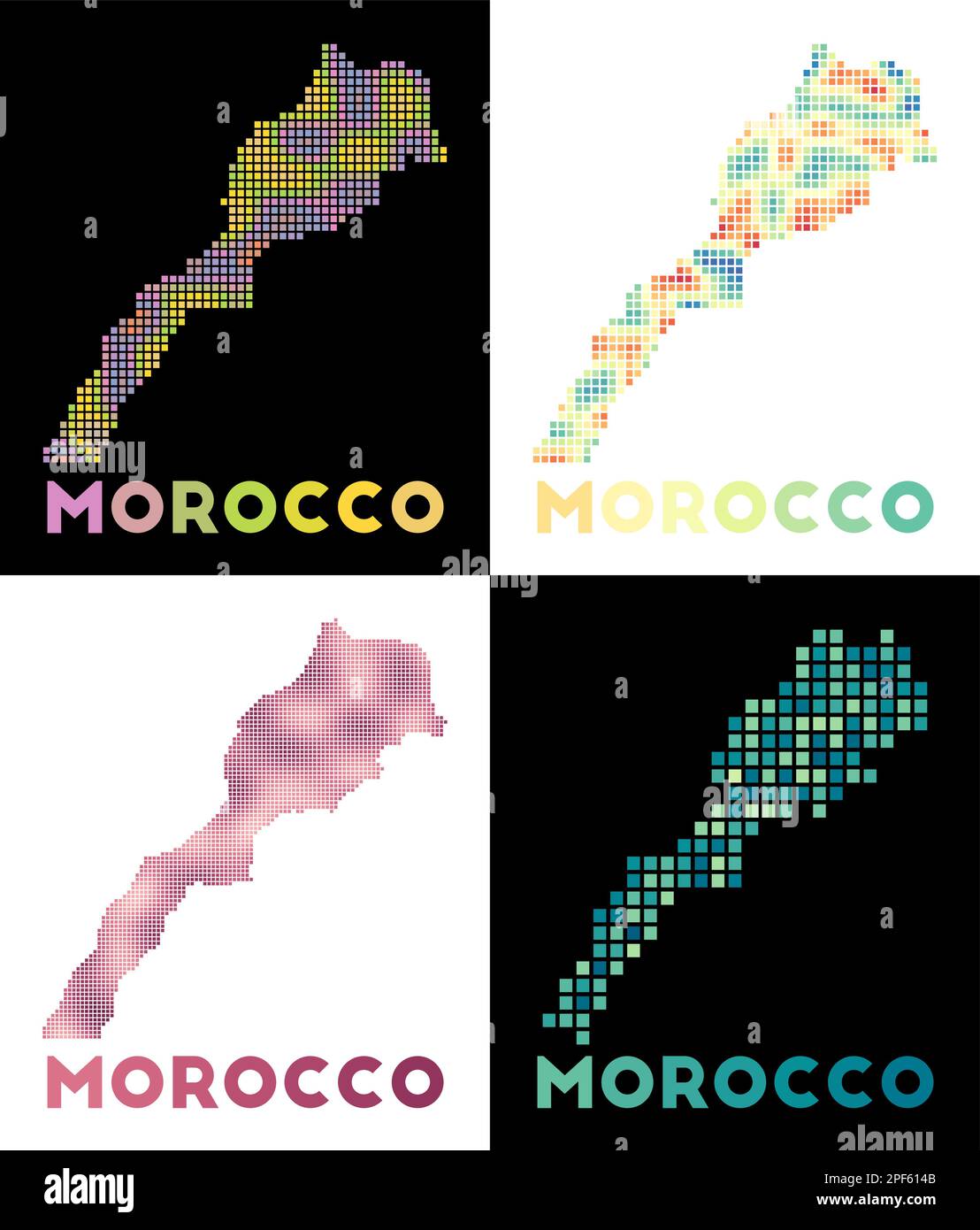 Morocco map Collection of maps of Morocco in dotted style Borders of