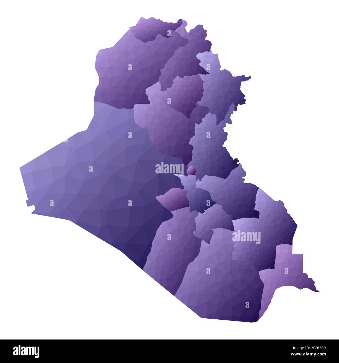 Republic Of Iraq Map. Geometric Style Country Outline. Rare Violet ...