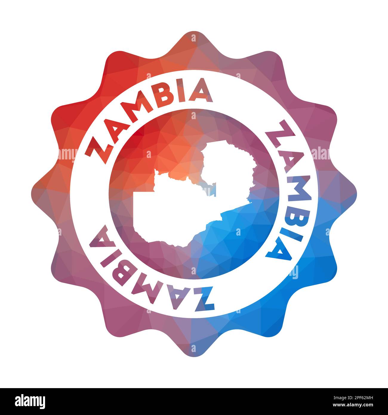 Zambia low poly logo. Colorful gradient travel logo of the country in