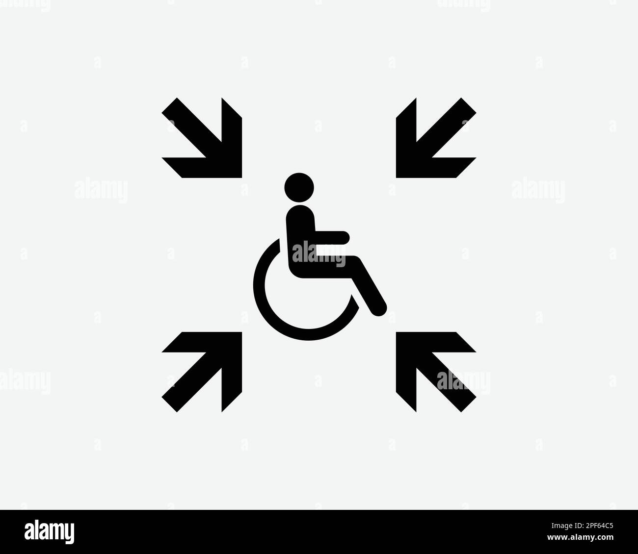 Disable People Person Emergency Assembly Gathering Point Black White Silhouette Sign Symbol Icon Graphic Clipart Artwork Illustration Pictogram Vector Stock Vector