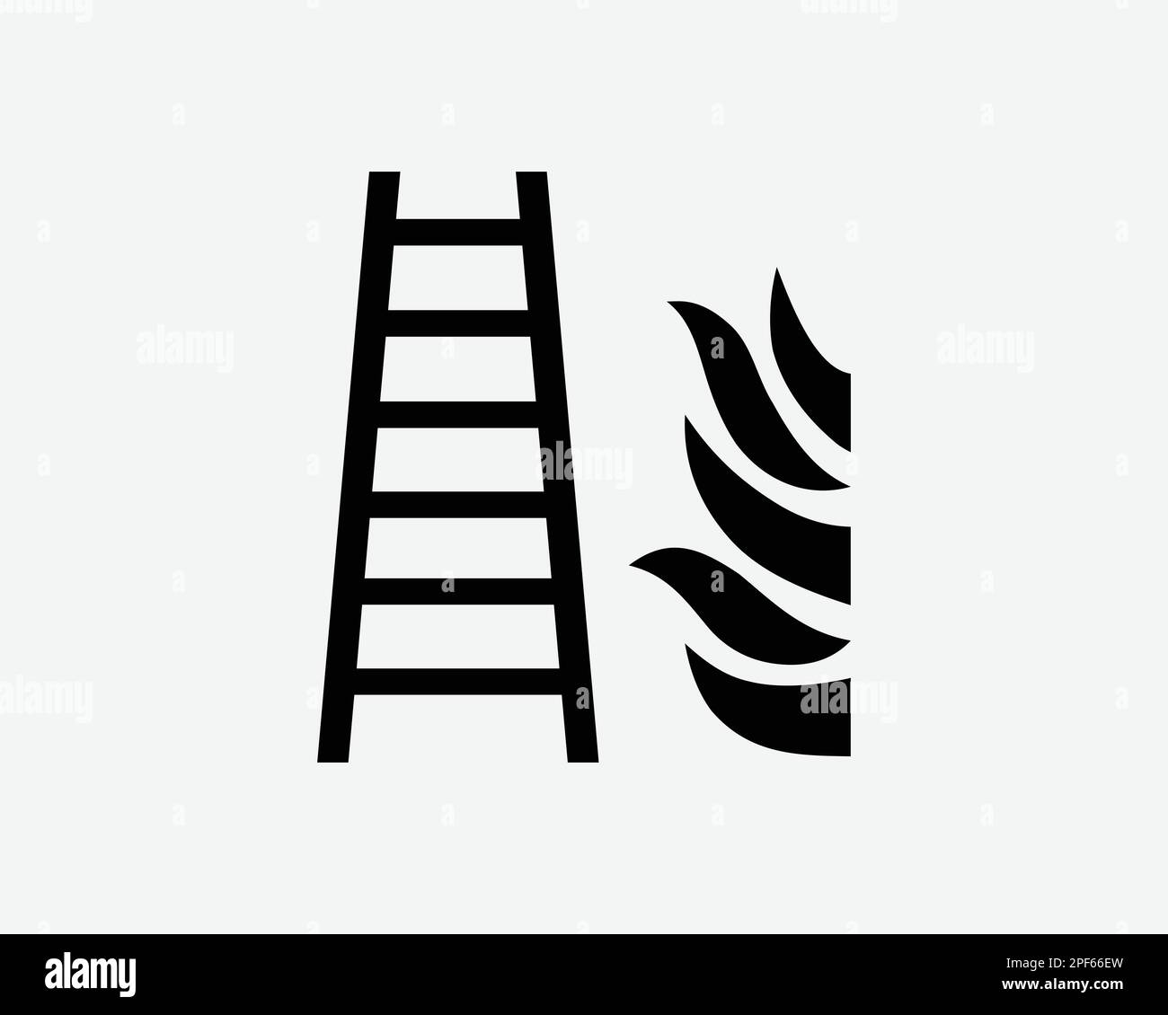 Fire Ladder Steps Firefighting Equipment Tool Device Black White Silhouette Sign Symbol Icon Clipart Graphic Artwork Pictogram Illustration Vector Stock Vector