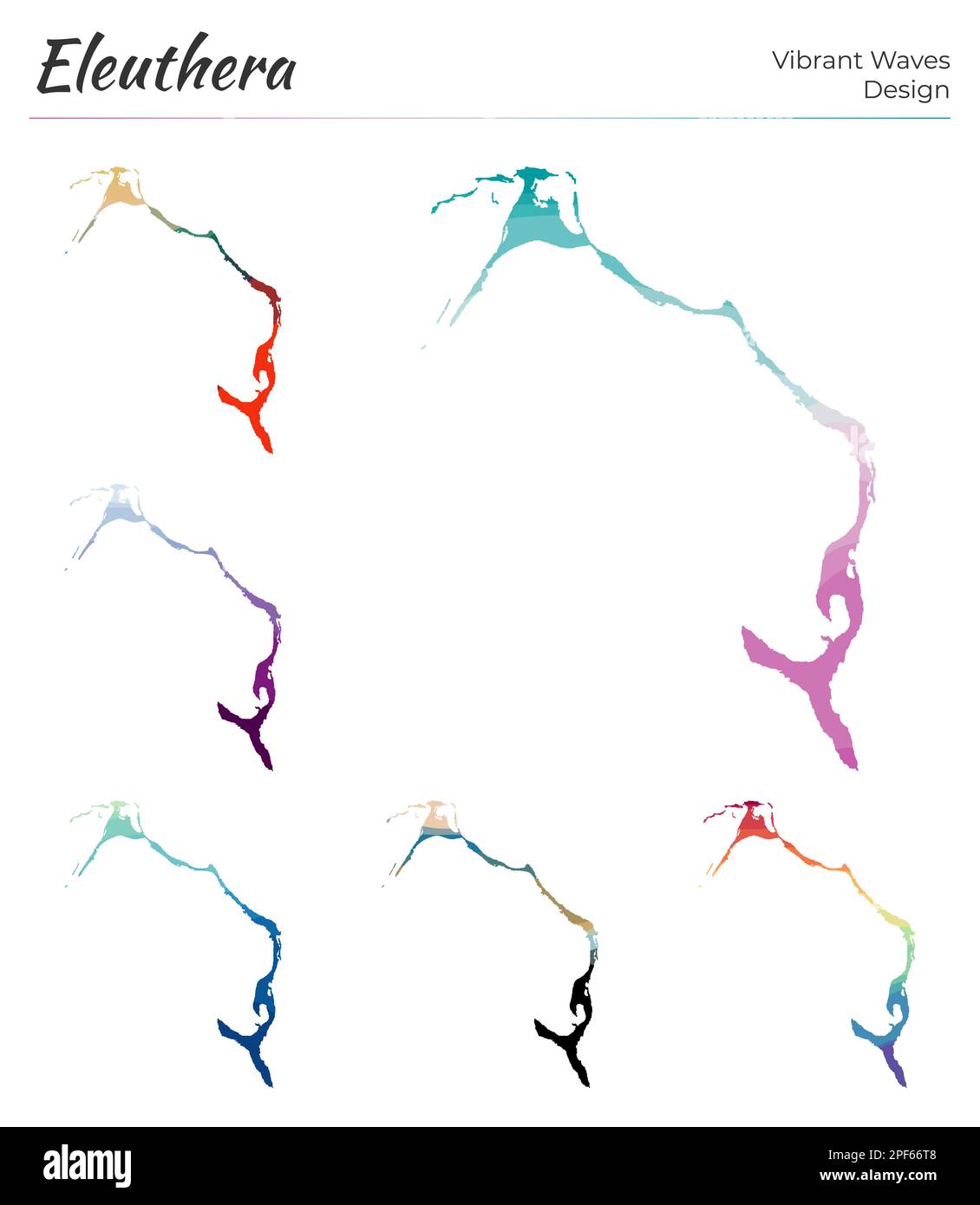 Set of vector maps of Eleuthera. Vibrant waves design. Bright map of ...