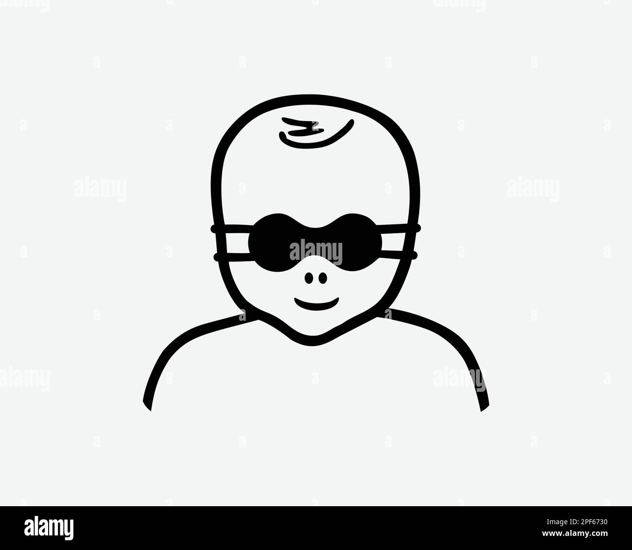 Baby Eye Protection Blind Infant Toodler Child Goggles Black White Silhouette Symbol Icon Sign Graphic Clipart Artwork Illustration Pictogram Vector Stock Vector