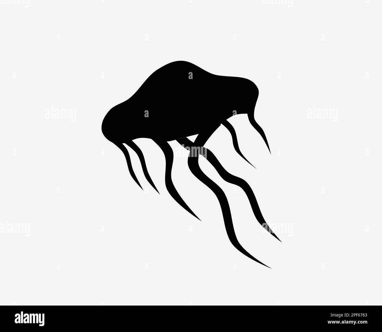 Jellyfish Icon Jelly Fish Animal Water Sea Ocean Creature Vector Black White Silhouette Symbol Sign Graphic Clipart Artwork Illustration Pictogram Stock Vector