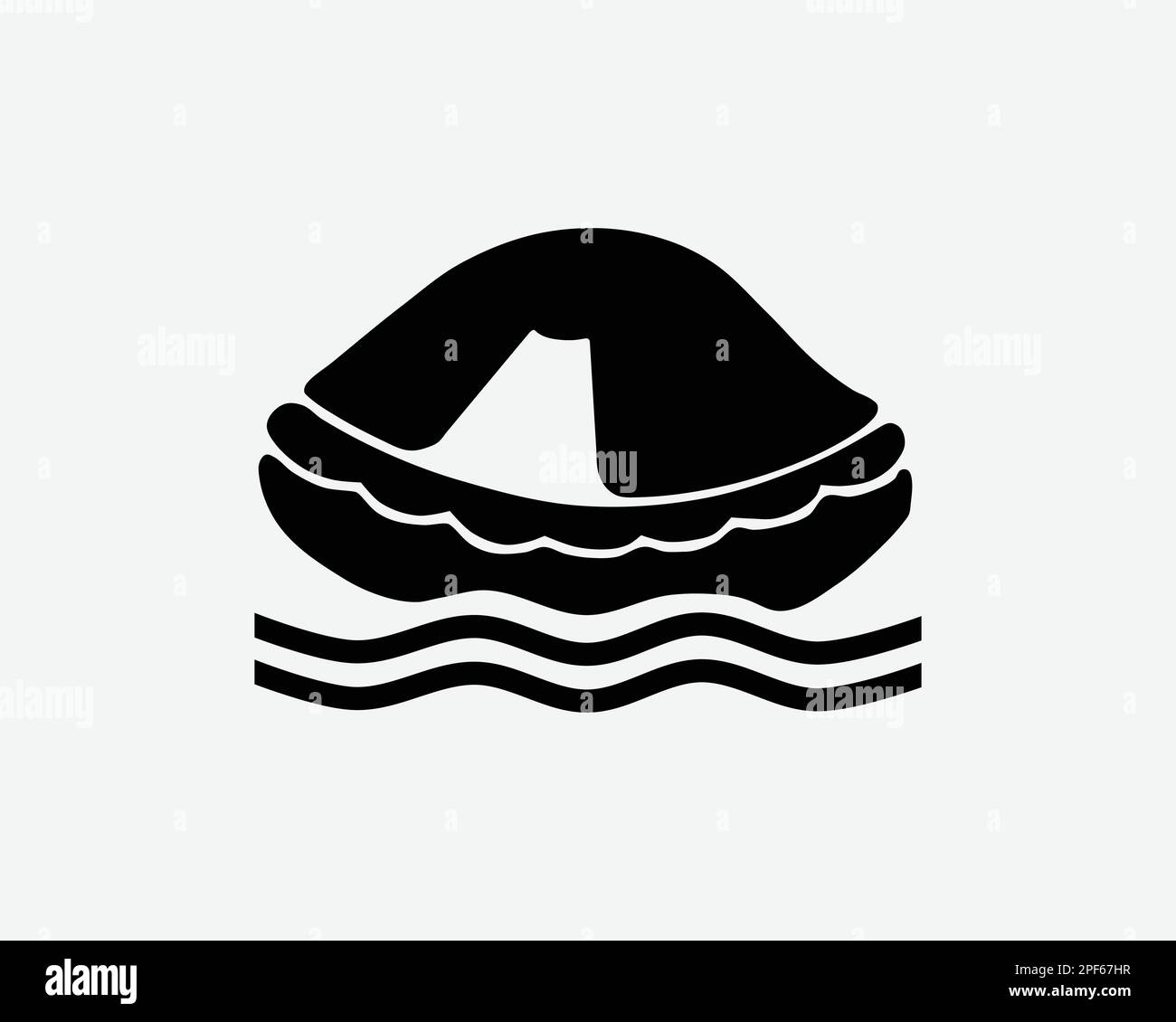 Liferaft Emergency Rescue Inflatable Life Raft Floating Black White Silhouette Sign Symbol Icon Graphic Clipart Artwork Illustration Pictogram Vector Stock Vector