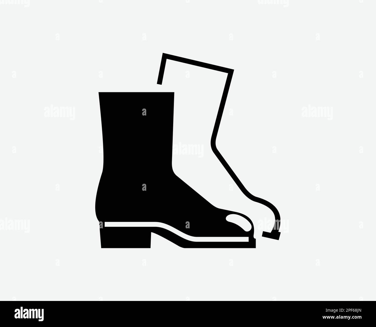 Protective High Rubber Boots Footwear Shoes Gumboots Black White Silhouette Sign Symbol Icon Clipart Graphic Artwork Pictogram Illustration Vector Stock Vector