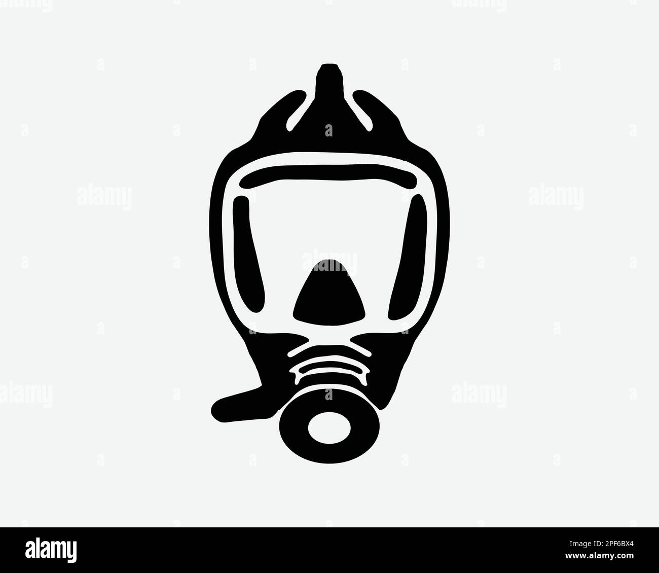 Hazmat Breathing Respirator Full Face Mask Ventilator Black White Silhouette Sign Symbol Icon Graphic Clipart Artwork Illustration Pictogram Vector Stock Vector