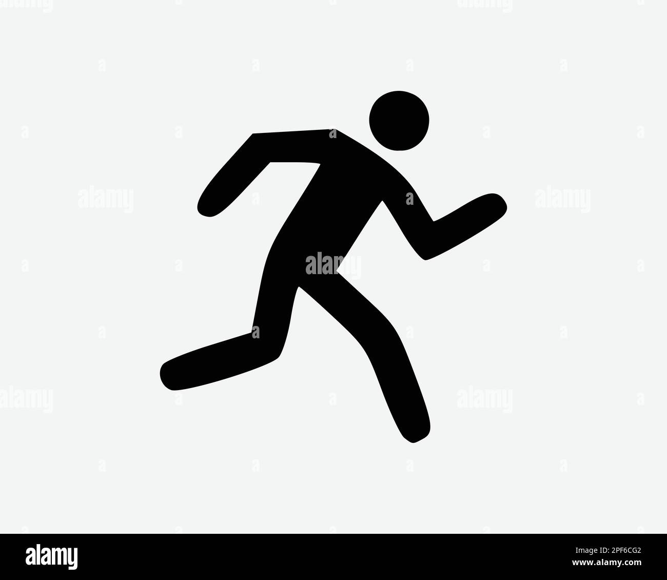 Person Running Icon Run Sprint Sprinting Jog Jogging Athelete Vector Black White Silhouette Symbol Sign Graphic Clipart Artwork Illustration Pictogram Stock Vector