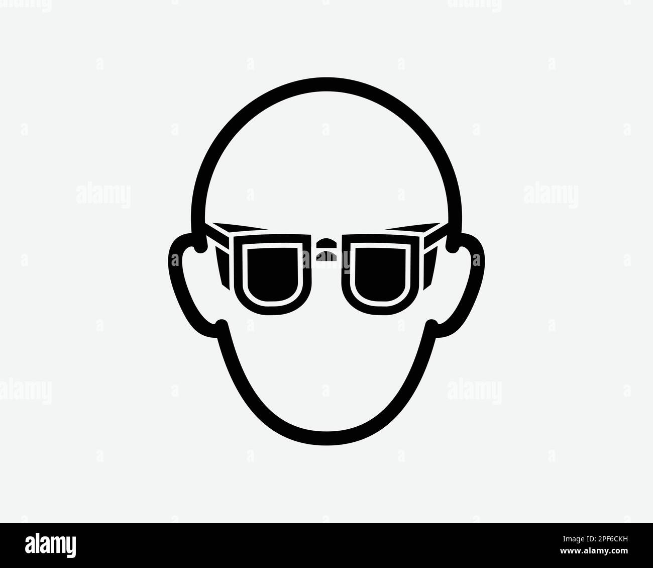 Man Wearing Sunglasses Eye Protection Glasses Goggles Black White Silhouette Sign Symbol Icon Clipart Graphic Artwork Pictogram Illustration Vector Stock Vector