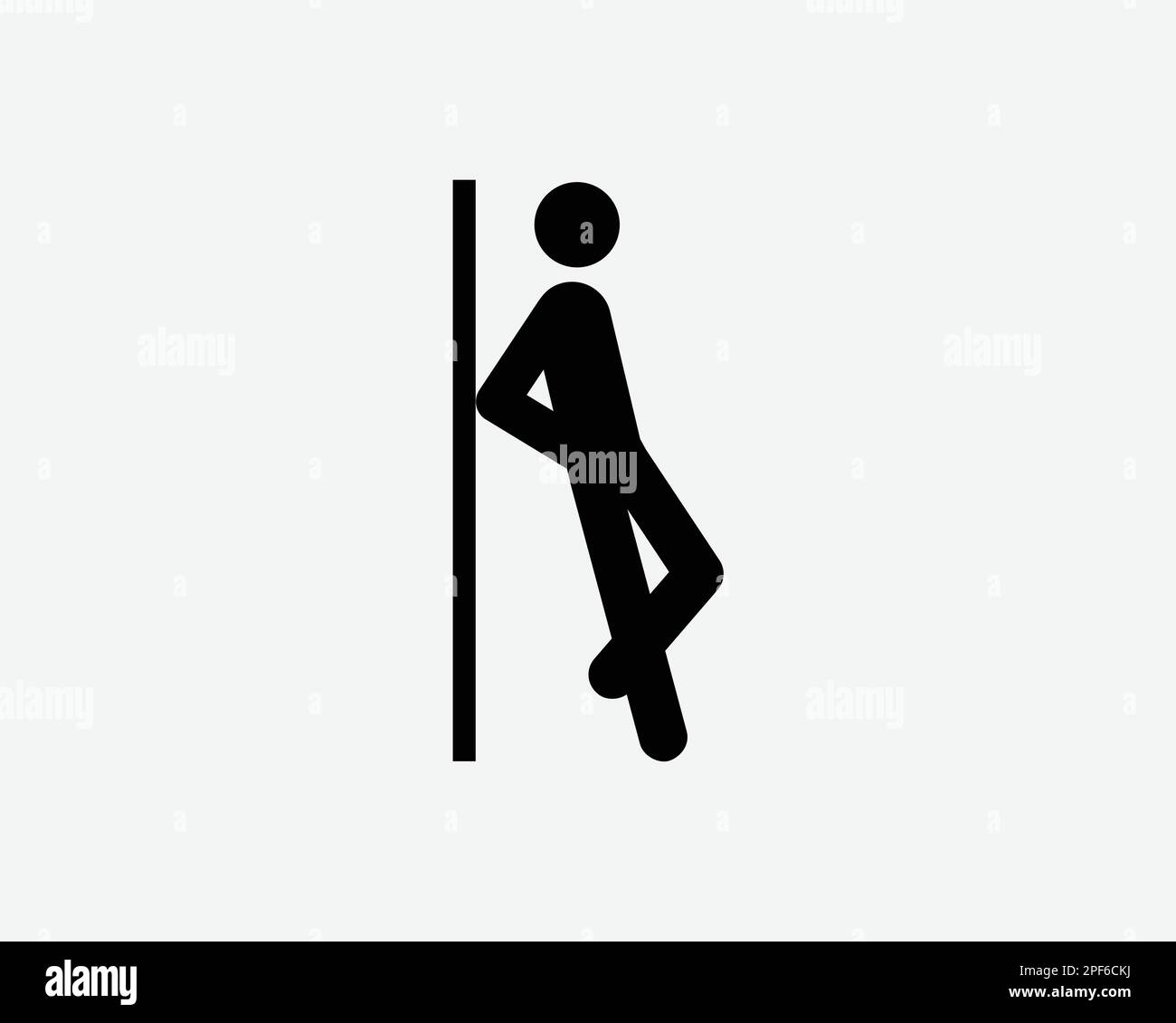 Man Leaning Against Wall Icon Tired Rest Resting Lean Stick Figure Vector Black White Silhouette Symbol Sign Graphic Clipart Artwork Illustration Pict Stock Vector