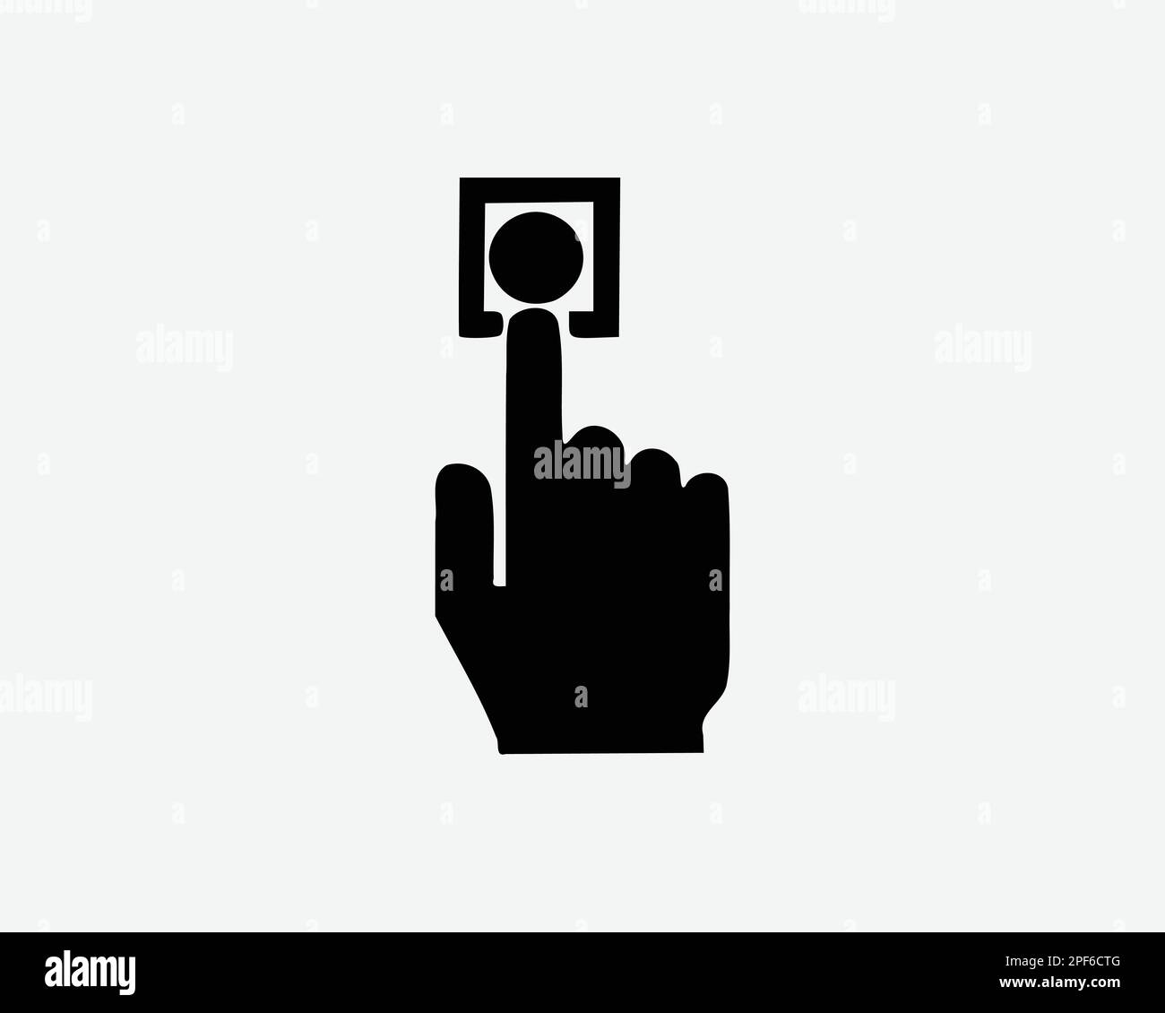 Push Button Call Hand Finger Press Click Point Ring Doorbell Black White Silhouette Sign Symbol Icon Clipart Artwork Pictogram Illustration Vector Stock Vector