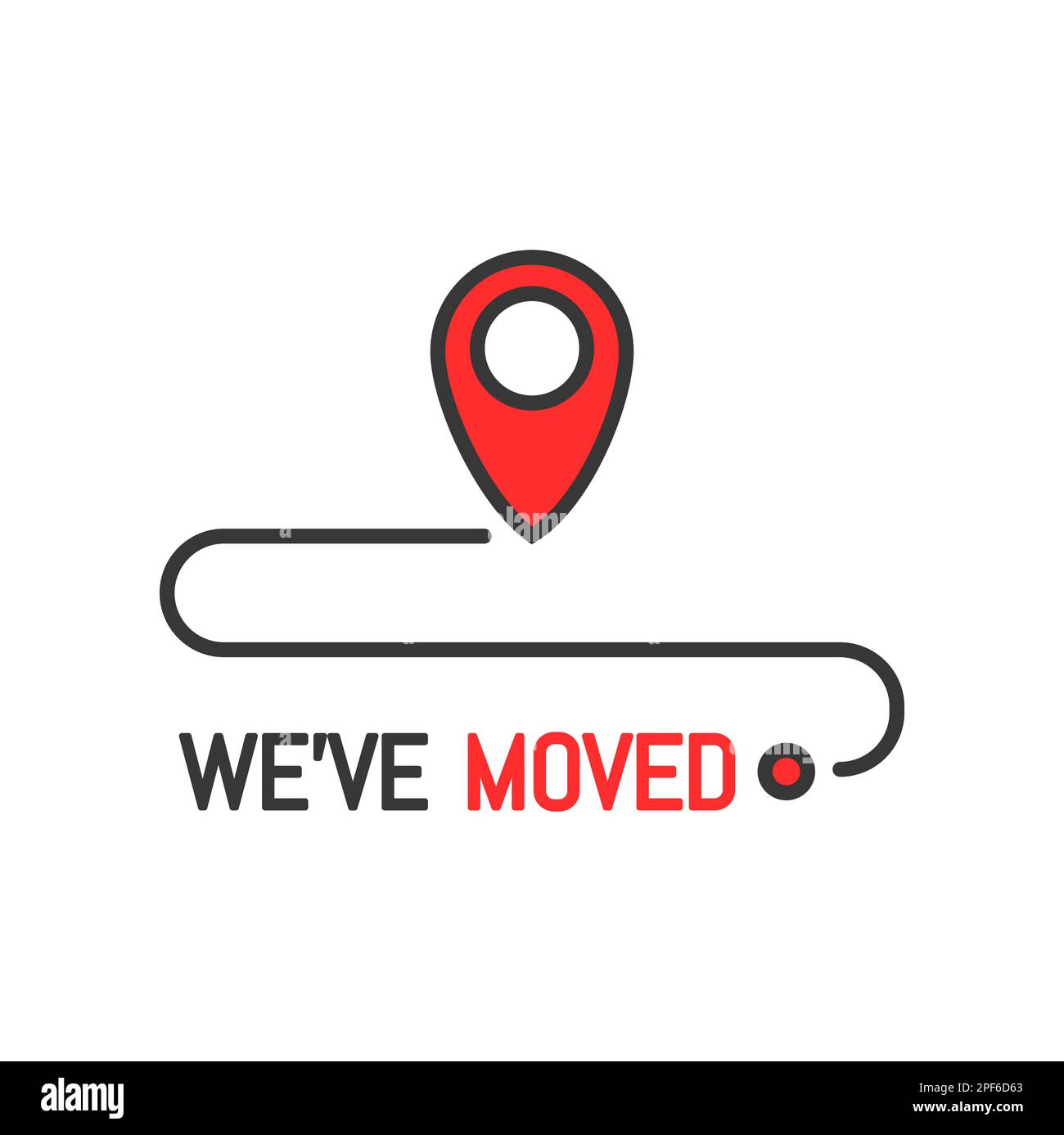 Have move icon or we have moved sign for office new location and address  change, line vector. Business office new place or we have moved information  s Stock Vector Image & Art -
