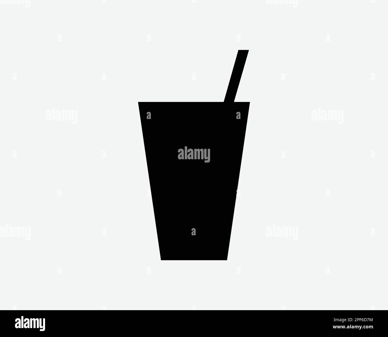 Soda Drink Cup Icon Soft Drinks Beverage Juice Milk Straw Black White