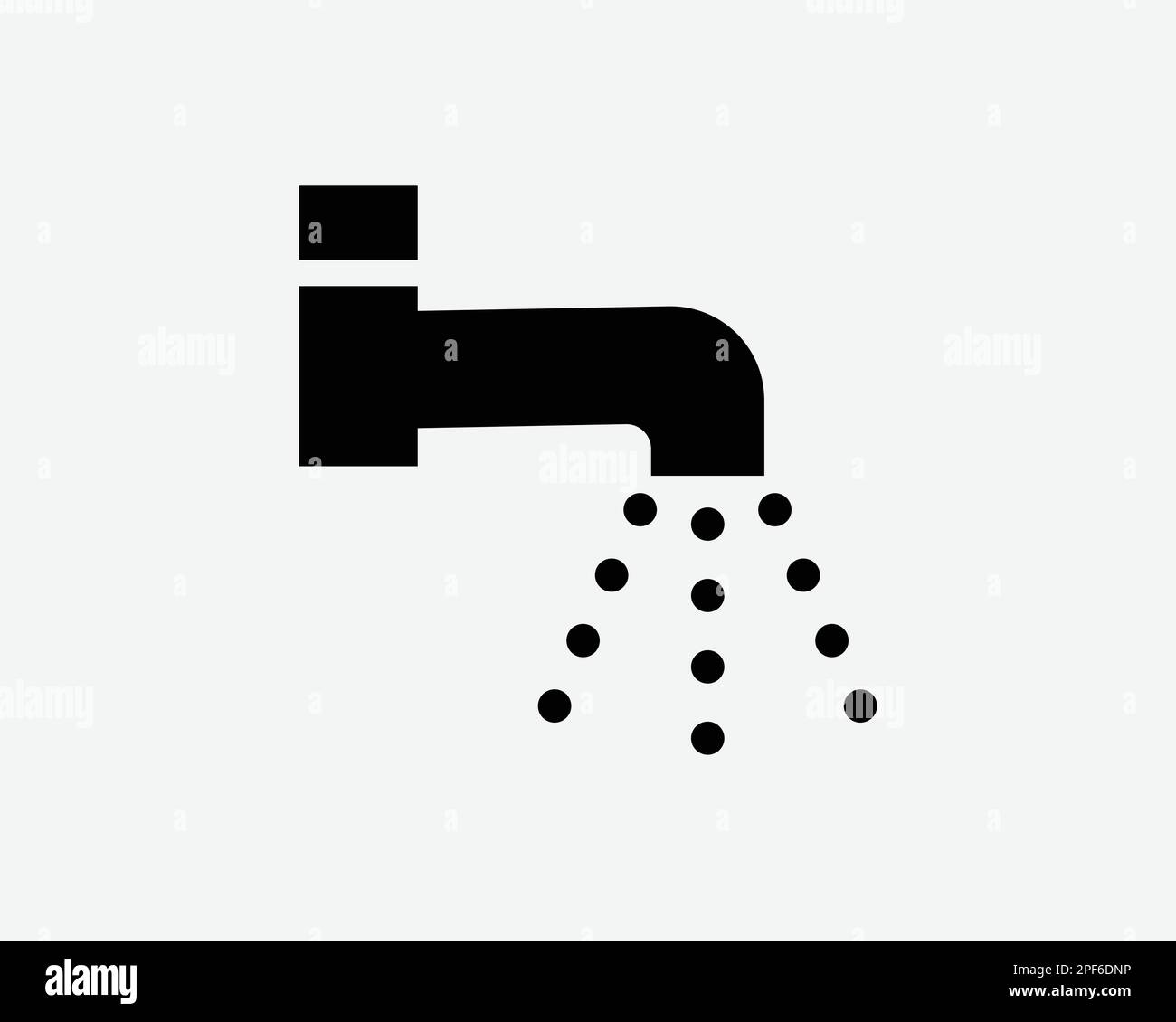 Water Tap Icon Pipe Faucet Spray Bathroom Restroom Kitchen Black White Silhouette Symbol Sign Graphic Clipart Artwork Illustration Pictogram Vector Stock Vector
