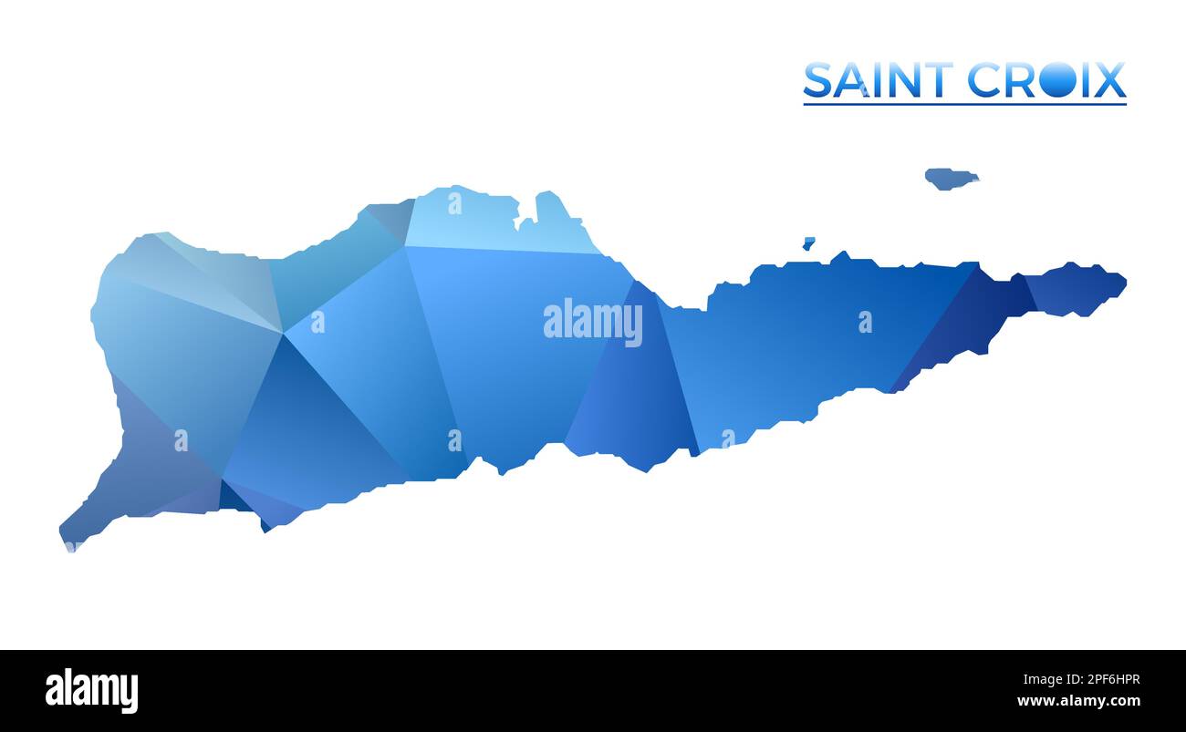 Vector polygonal Saint Croix map. Vibrant geometric island in low poly
