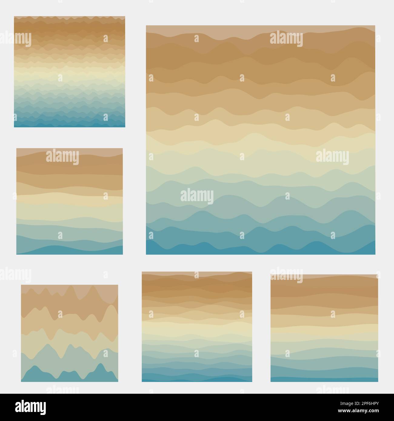 Abstract waves background collection. Curves in brown and teal colors ...