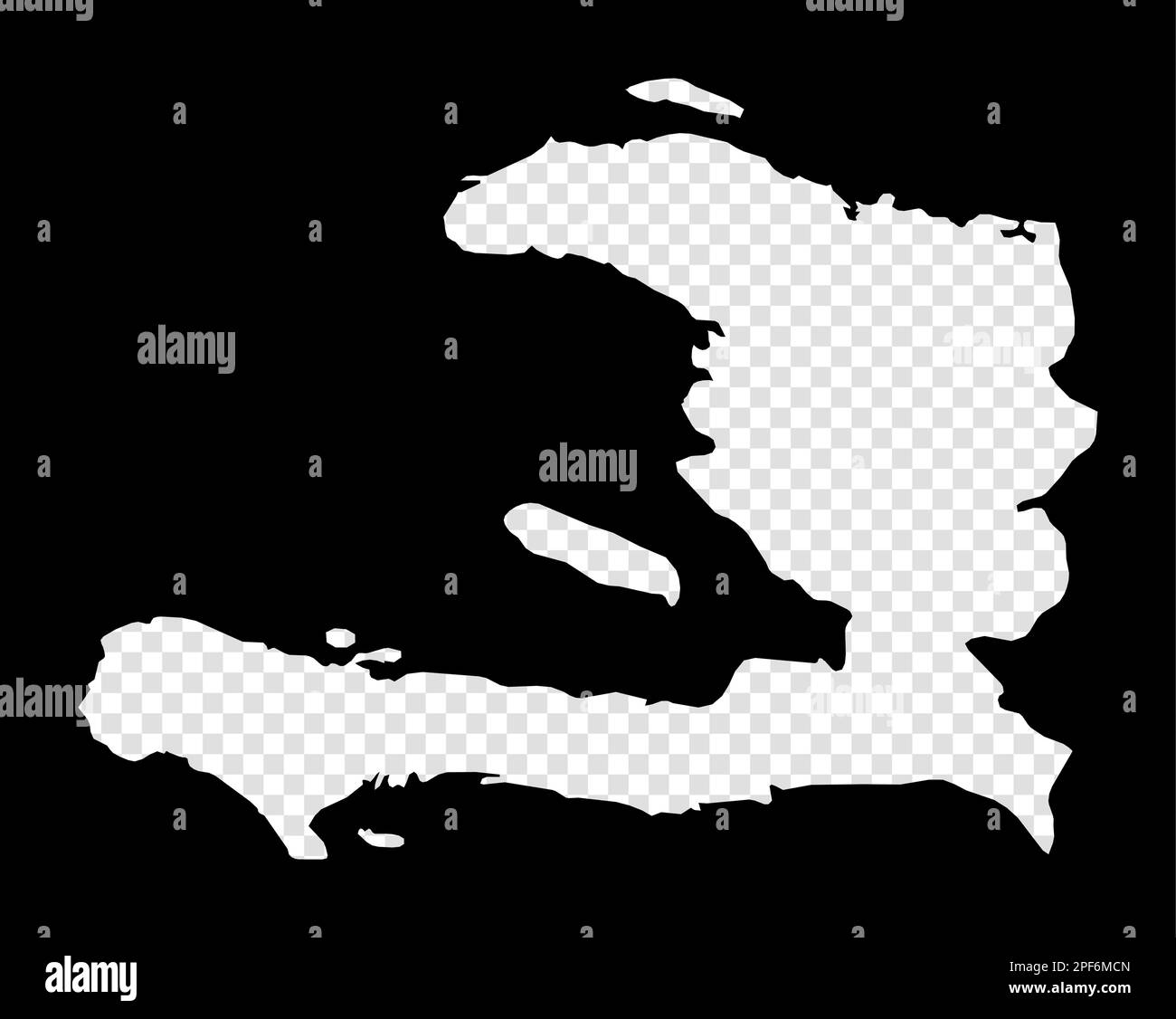Stencil map of Haiti. Simple and minimal transparent map of Haiti. Black rectangle with cut shape of the country. Charming vector illustration. Stock Vector