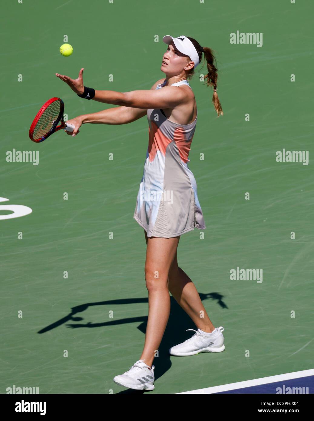 March 16, 2023 Elena Rybakina of Kazakhstan serves against Karolina ...