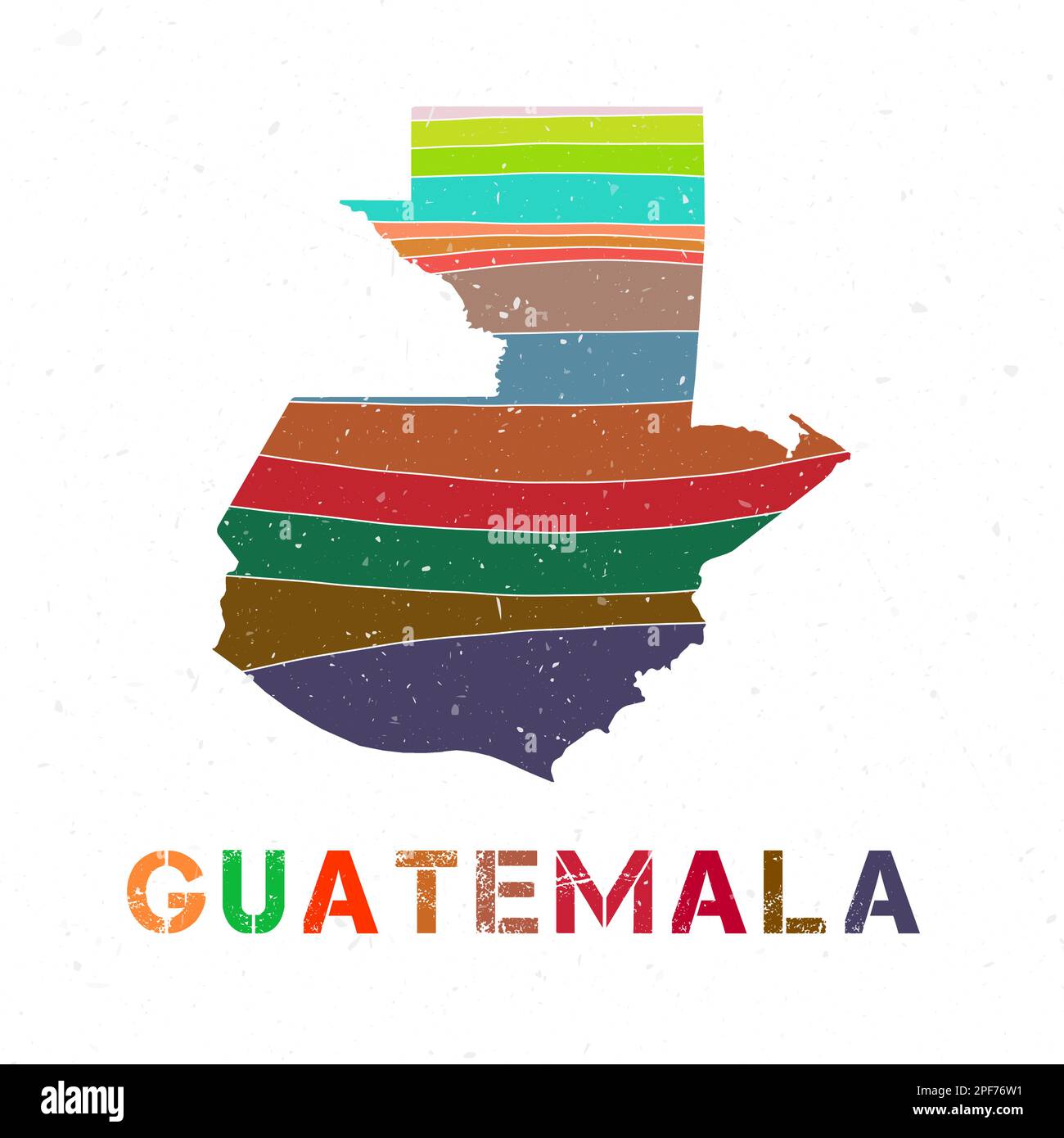 Guatemala map design. Shape of the country with beautiful geometric waves and grunge texture
