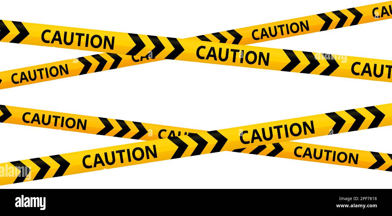 Crossed caution tapes. Yellow and black warning stripes. Construction