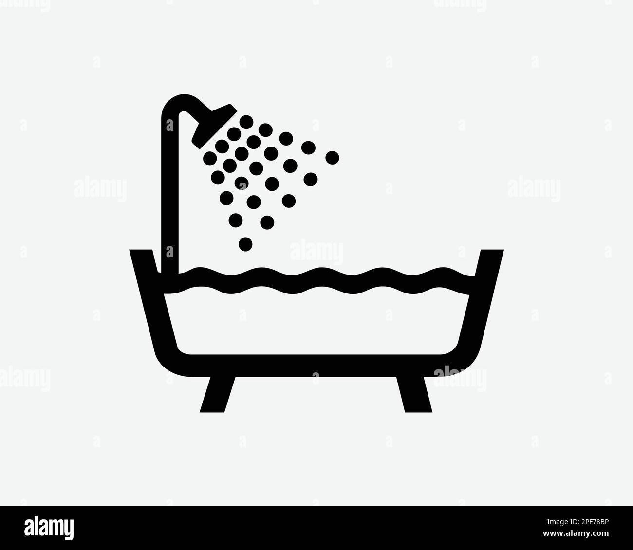 Bathtub Shower Bathroom Bath Tub Room Water Faucet Toilet Icon Black White Silhouette Symbol Sign Graphic Clipart Artwork Illustration Pictogram Vecto Stock Vector