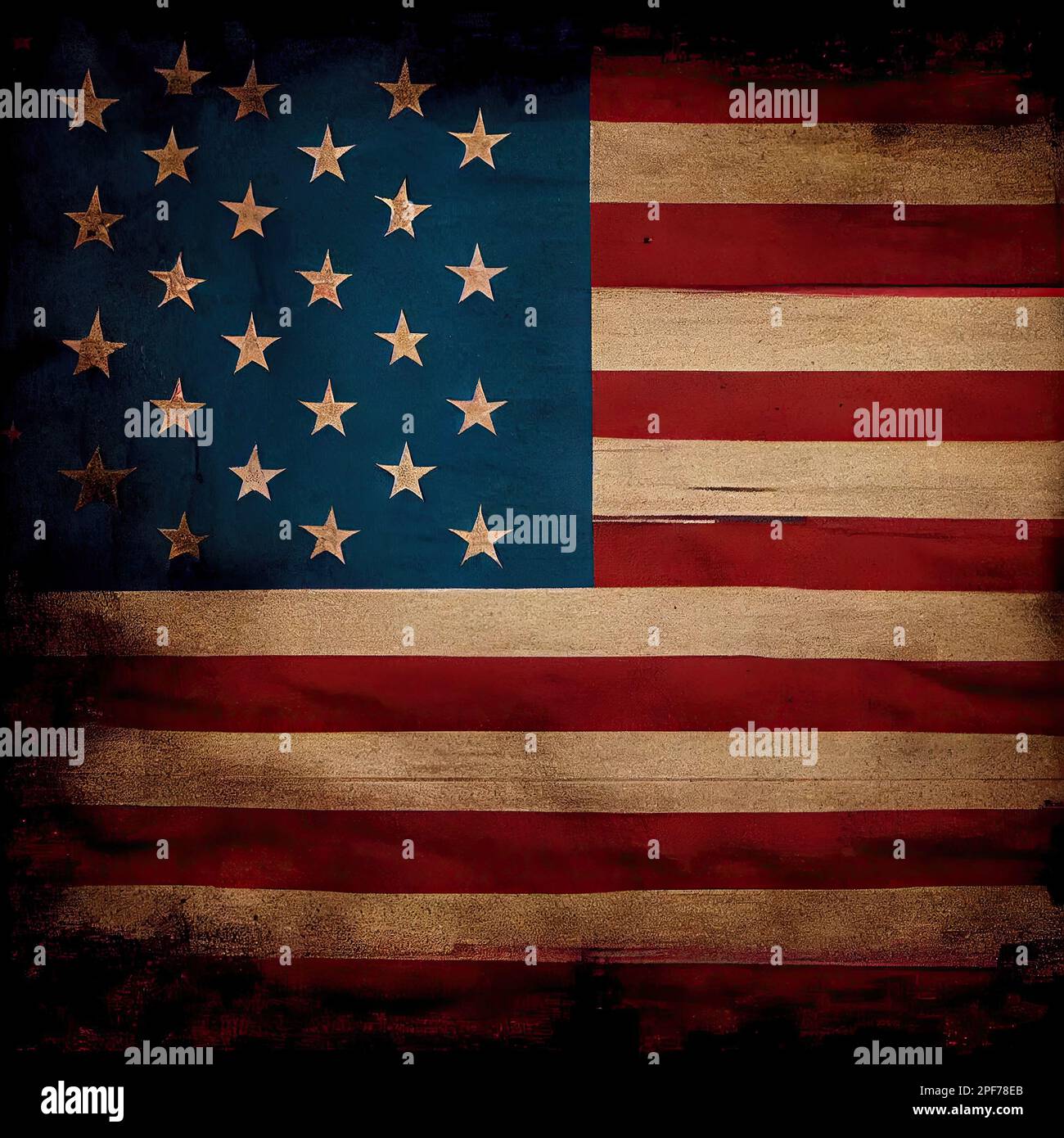 an american flag with gold stars on it's sides and the colors are red