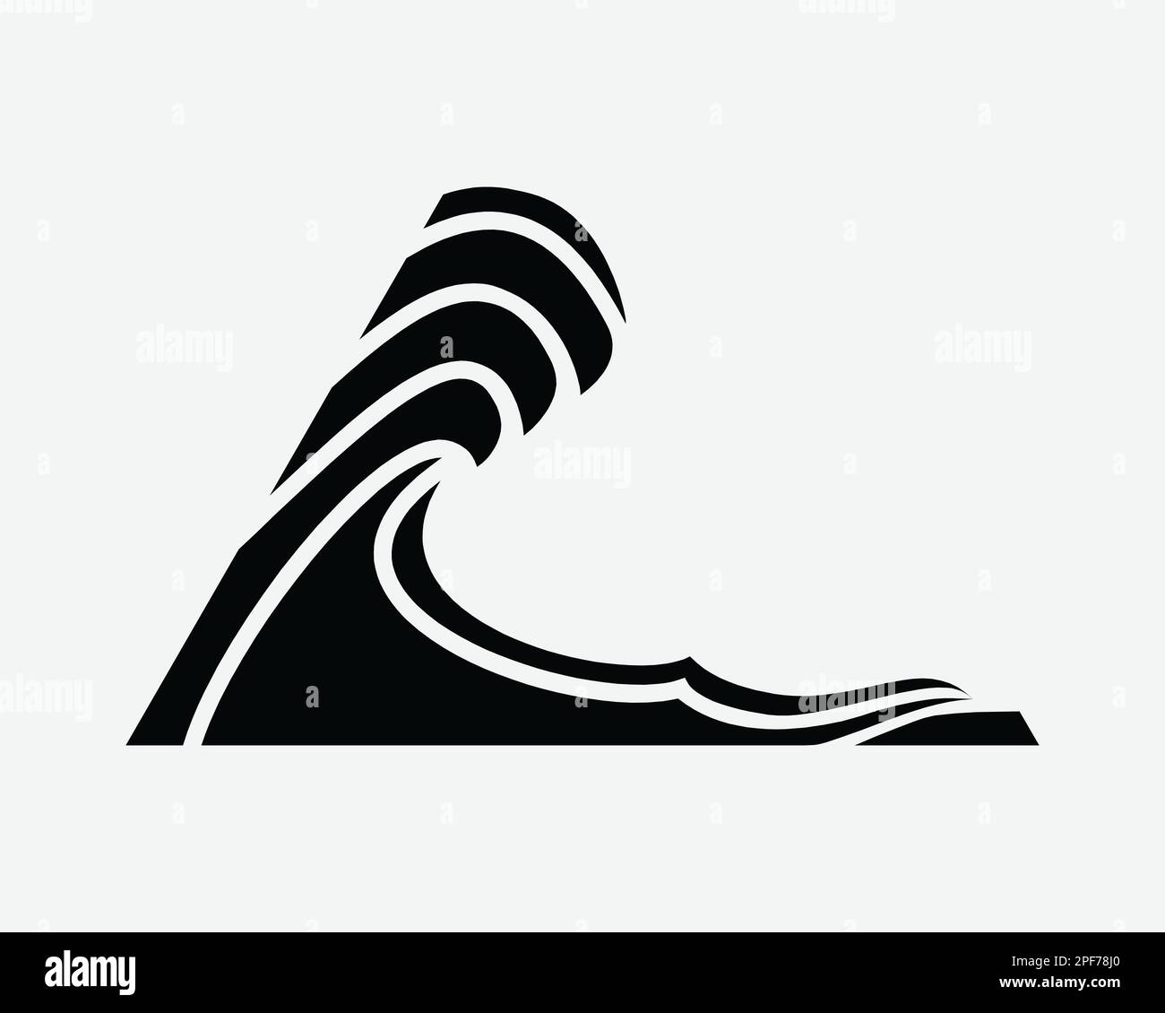 High Waves Icon Tsunami Tidal Wave Sea Ocean Water Big Tide Vector Black White Silhouette Symbol Sign Graphic Clipart Artwork Illustration Pictogram Stock Vector
