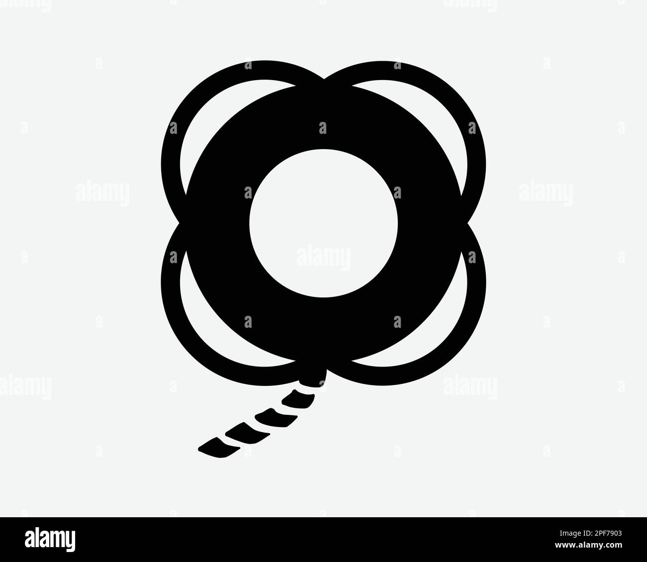 Lifebuoy Ring Life Buoy Lifesaver with Line Rope String Black White Silhouette Sign Symbol Icon Graphic Clipart Artwork Illustration Pictogram Vector Stock Vector