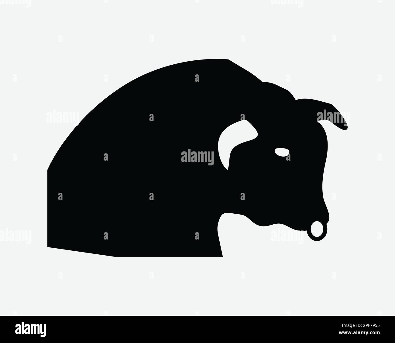 Bull Icon Ox Cow Head Buffalo Horn Animal Ring Toreador Taurus Black White Silhouette Symbol Sign Graphic Clipart Artwork Illustration Pictogram Vecto Stock Vector