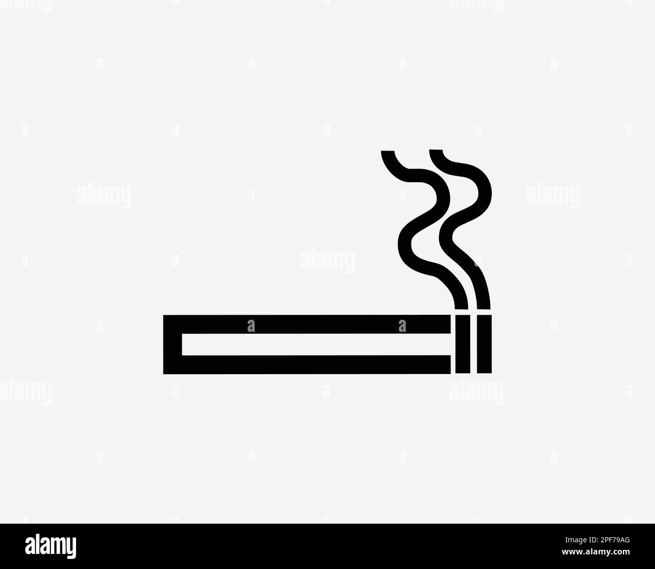 Cigarette Smoking Smoke Burn Burning Light Black White Silhouette Symbol Icon Line Outline Sign Graphic Clipart Artwork Illustration Pictogram Vector Stock Vector