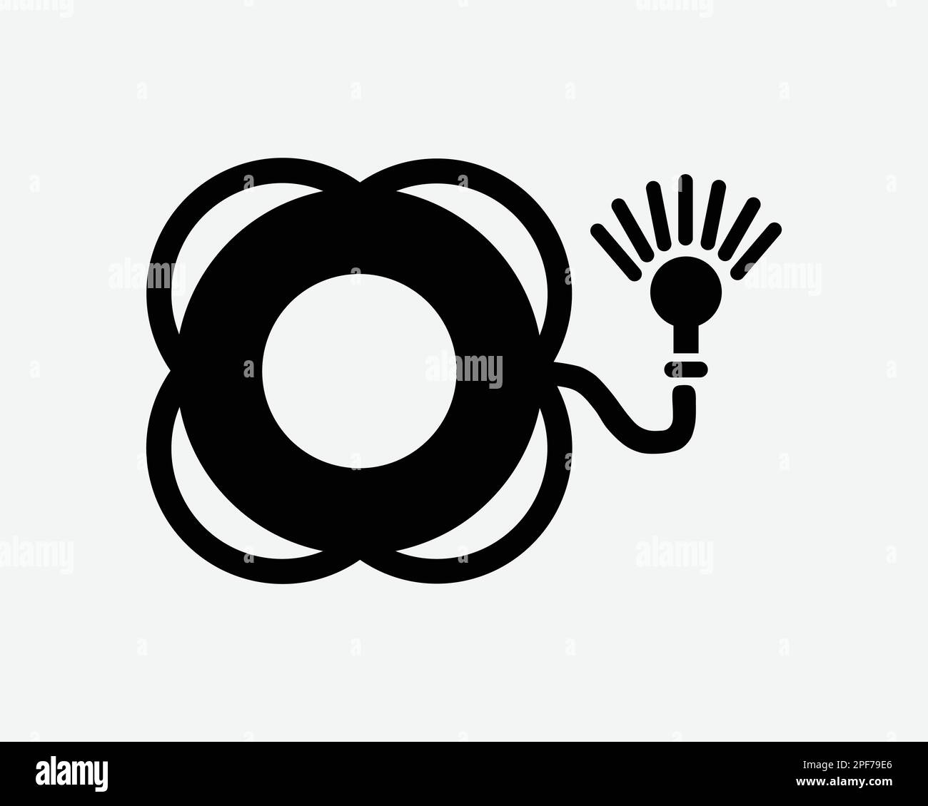 Lifebuoy Ring Life Buoy Lifesaver Light Flash Flashing Black White Silhouette Sign Symbol Icon Graphic Clipart Artwork Illustration Pictogram Vector Stock Vector