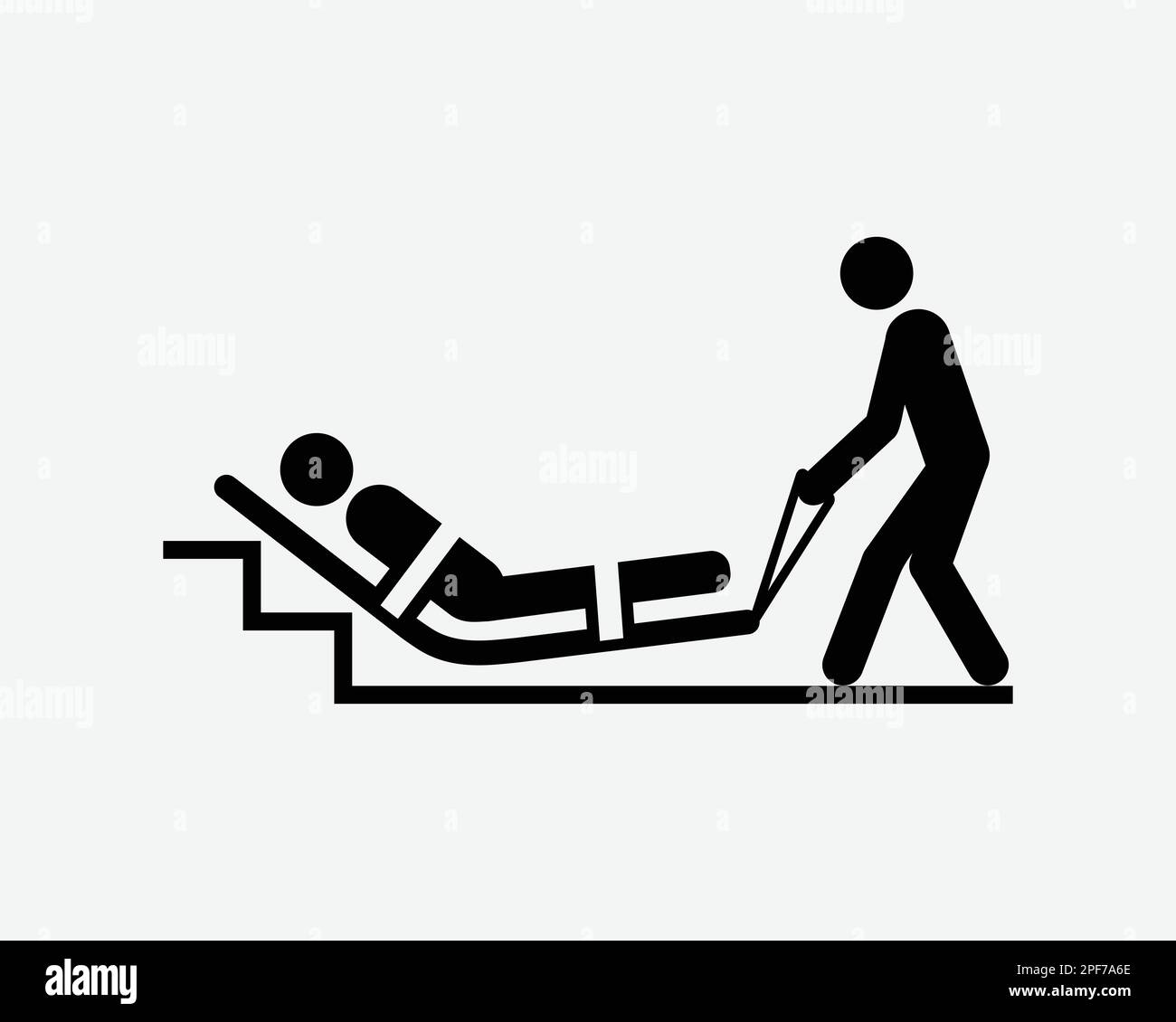 Emergency Evacuation Mattress Bed Rescue Injured Fire Black White Silhouette Sign Symbol Icon Clipart Graphic Artwork Pictogram Illustration Vector Stock Vector