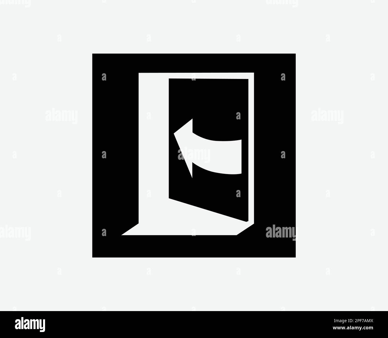 Push Door Open Left Side Opening Swing Signage Black White Silhouette Sign Symbol Icon Graphic Clipart Artwork Illustration Pictogram Vector Stock Vector